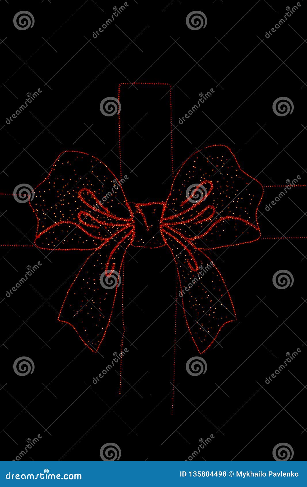 Red Bow of LEDs on a Black Background Stock Photo Image of decoration