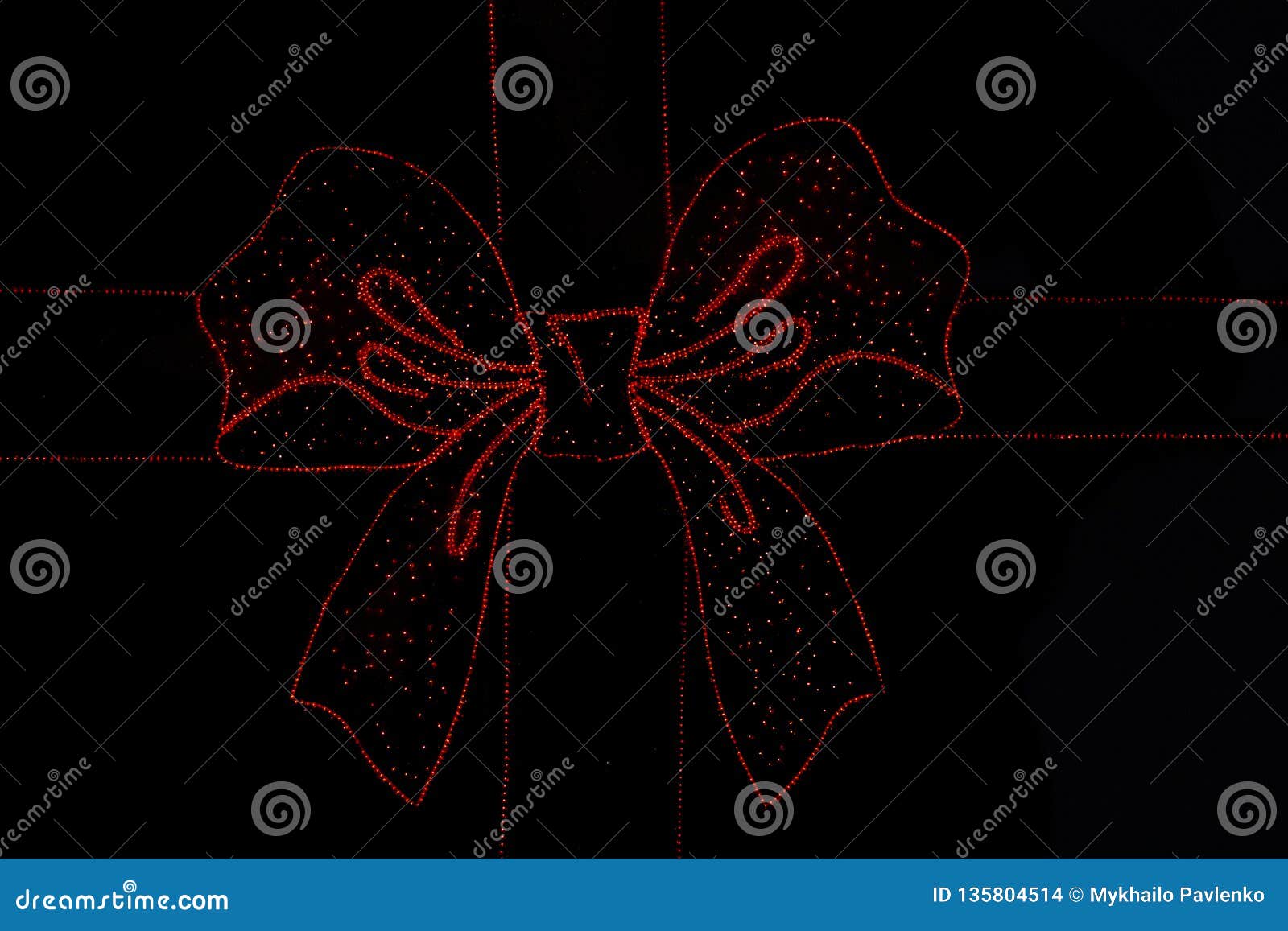 Red Bow of LEDs on a Black Background Stock Photo Image of dark