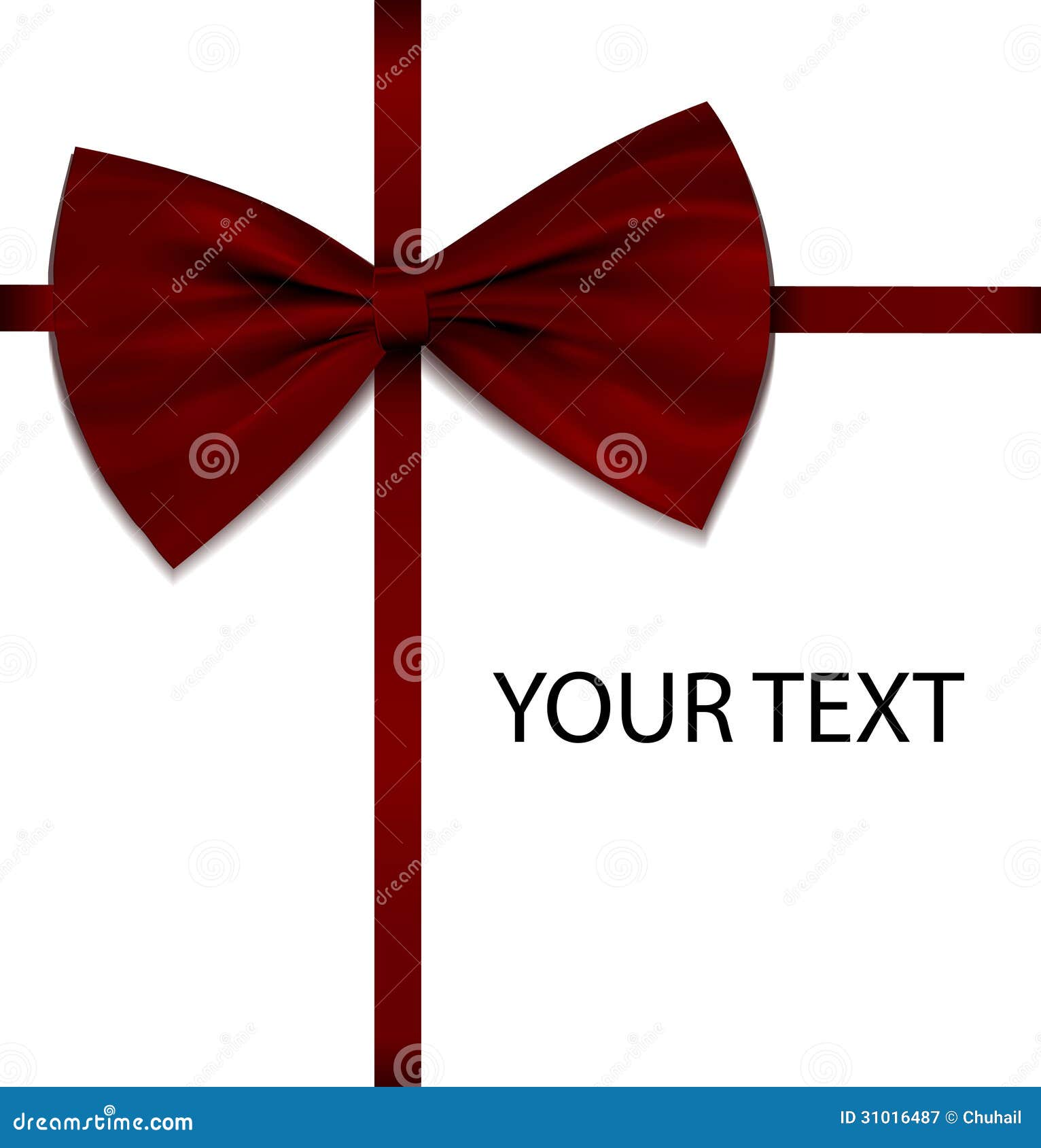 Red Bow on Ribbon with Sample Text Stock Vector - Illustration of bows