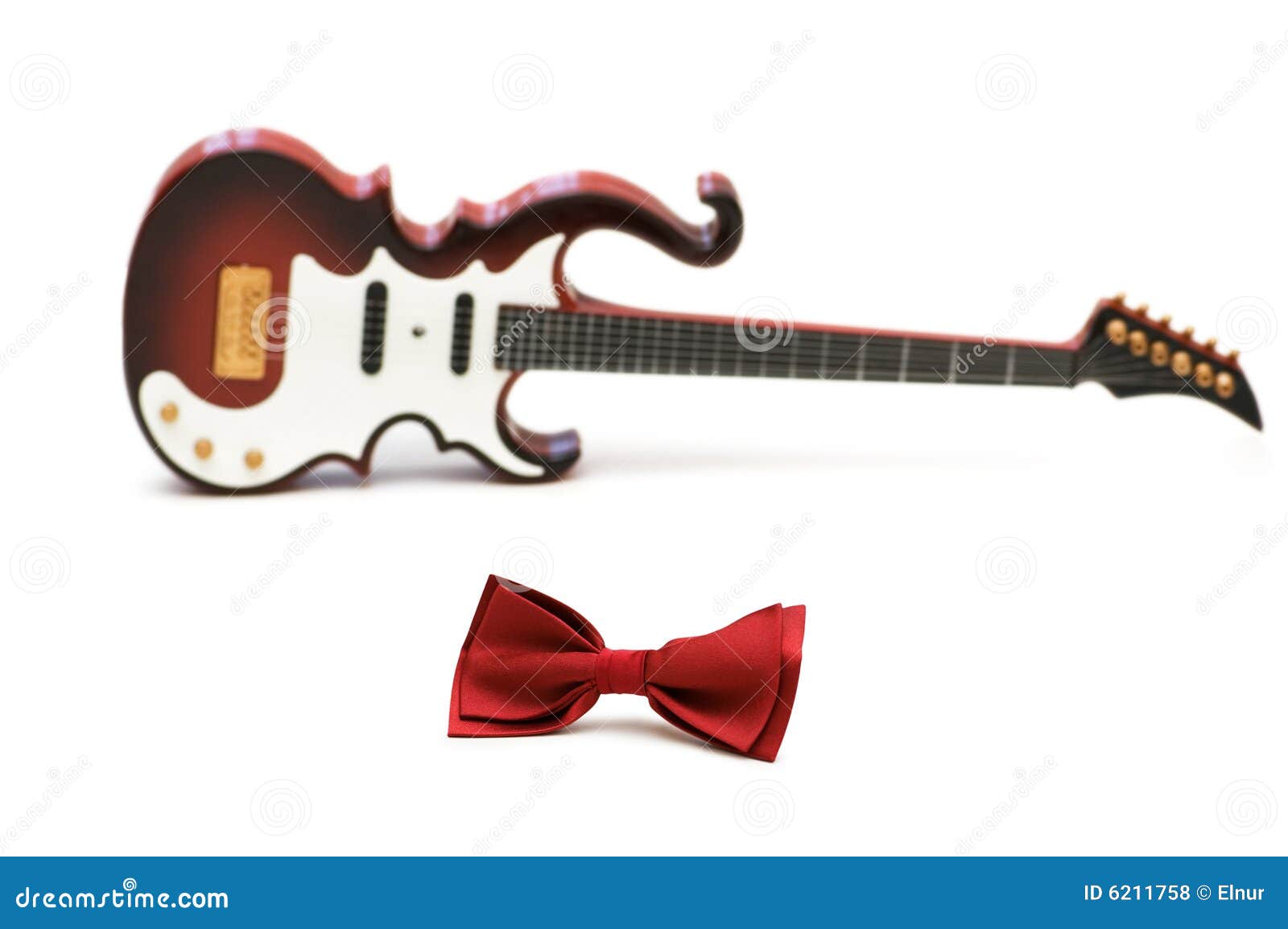Red bow tie and guitar stock photo. Image of musical, modern 6211758