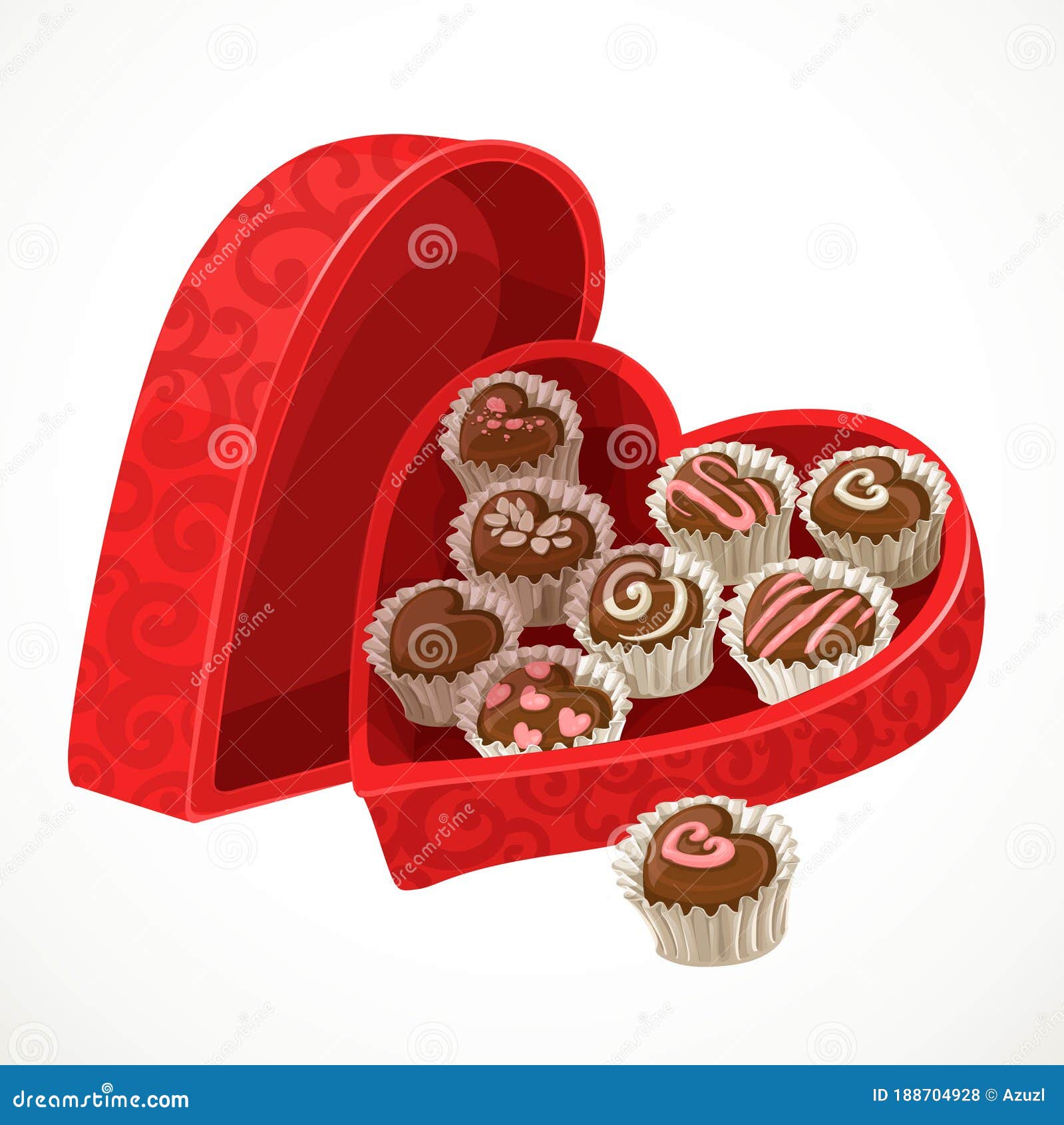 Red Box Of Chocolates In The Form Of Heart Stock Vector - Illustration ...