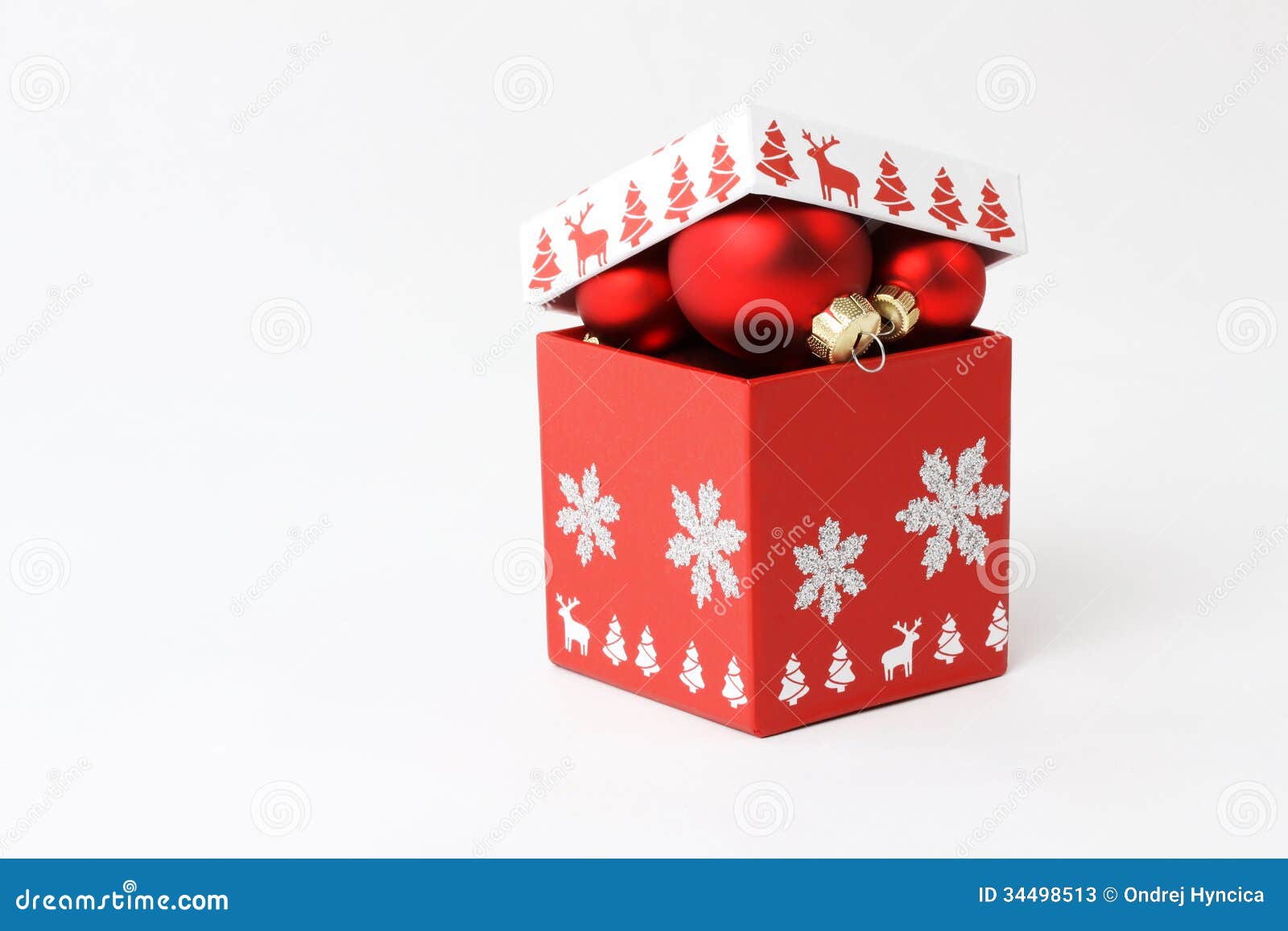 Red Box with Christmas Balls Stock Image Image of december, silver