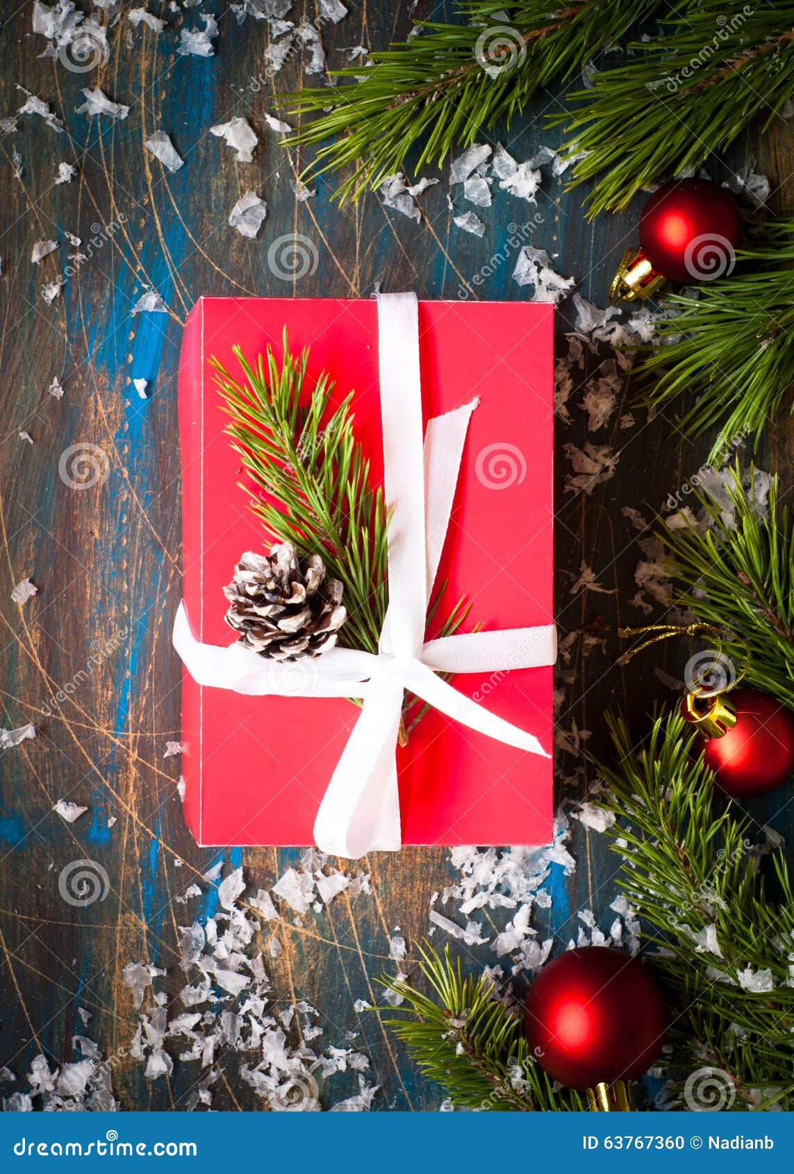 Red Box with Christmas Present Stock Photo Image of design, home
