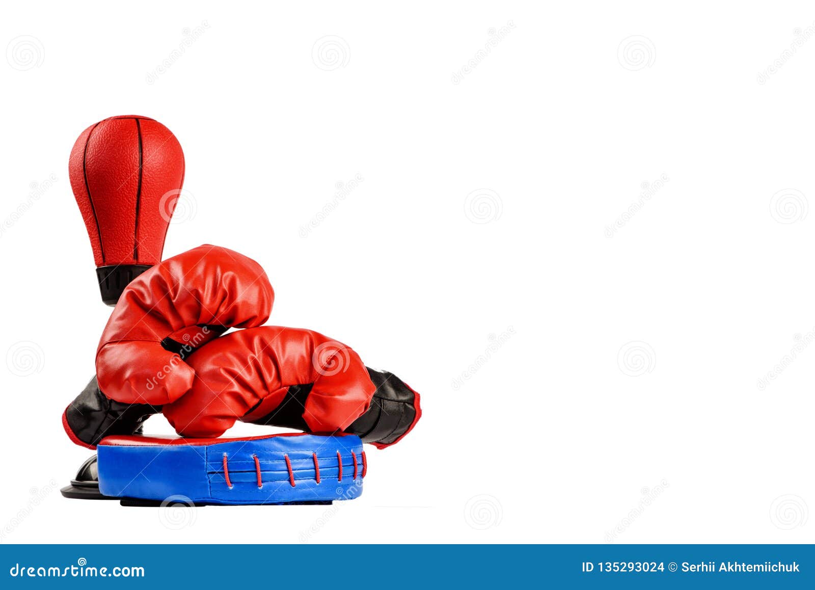 Red Boxing Gloves with Dollar Bills on a White Background Stock Photo