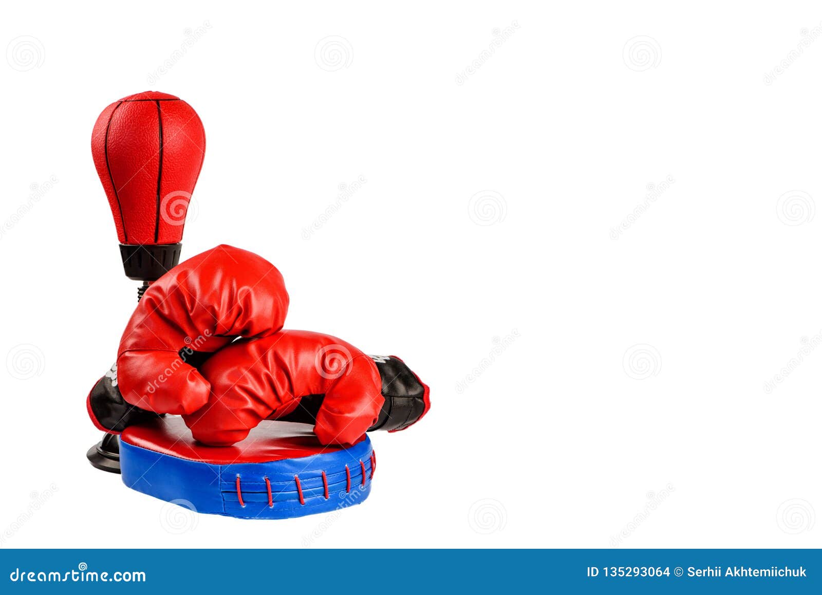 Red Boxing Gloves with Dollar Bills on a White Background Stock Photo