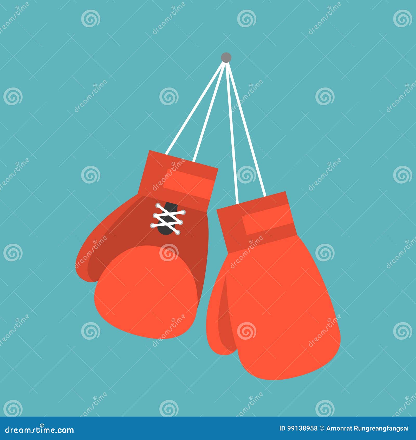 Red Boxing Gloves Hanging on Nail of Wall Stock Vector Illustration