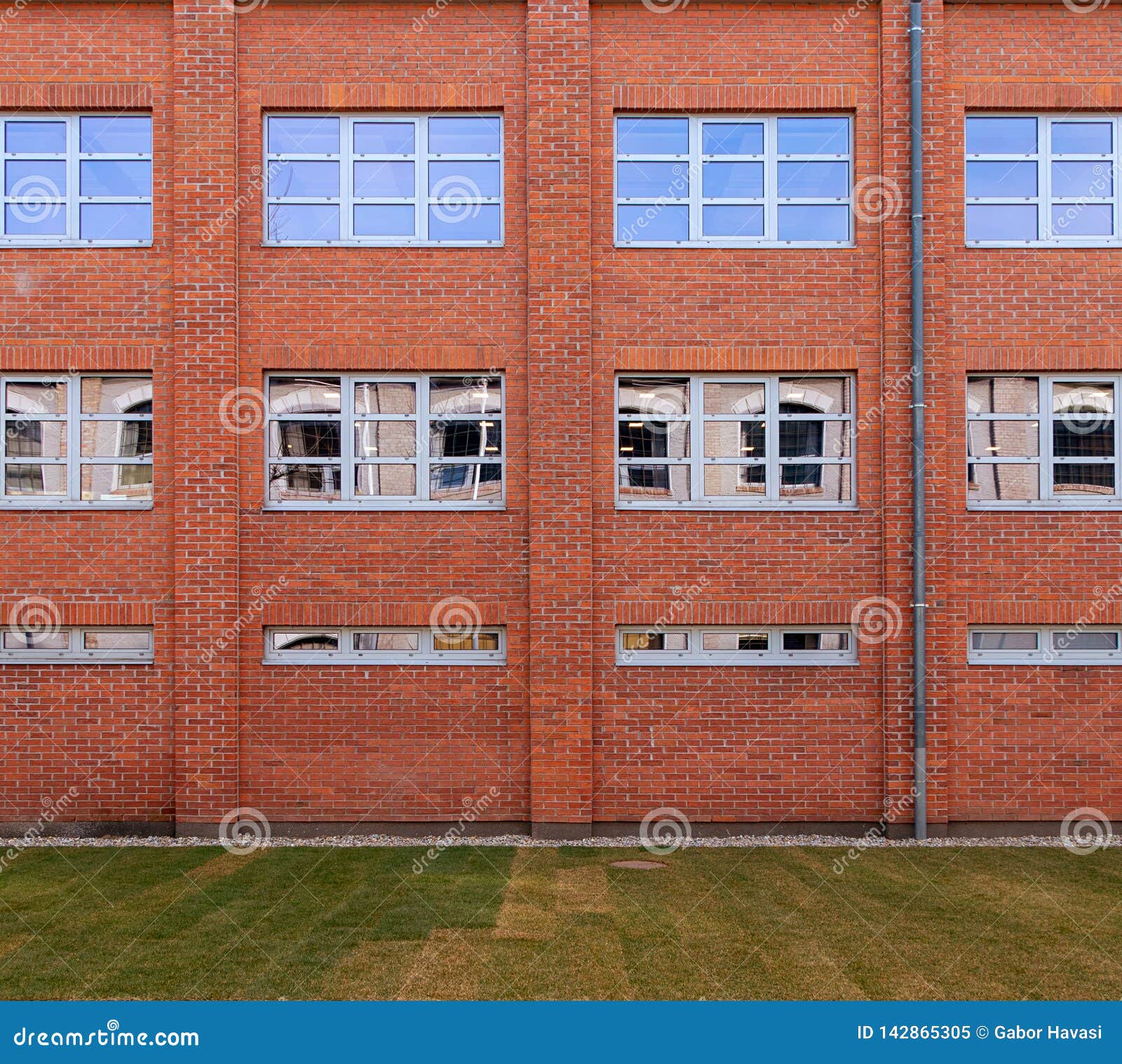 Red brick facade 01 stock image. Image of european, window 142865305