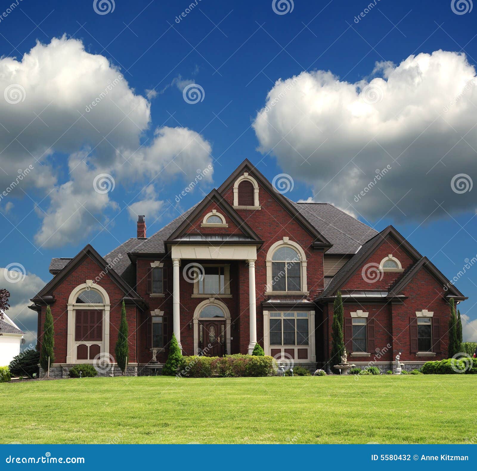 Red Brick Mansion stock photo. Image of brick, porch, architecture