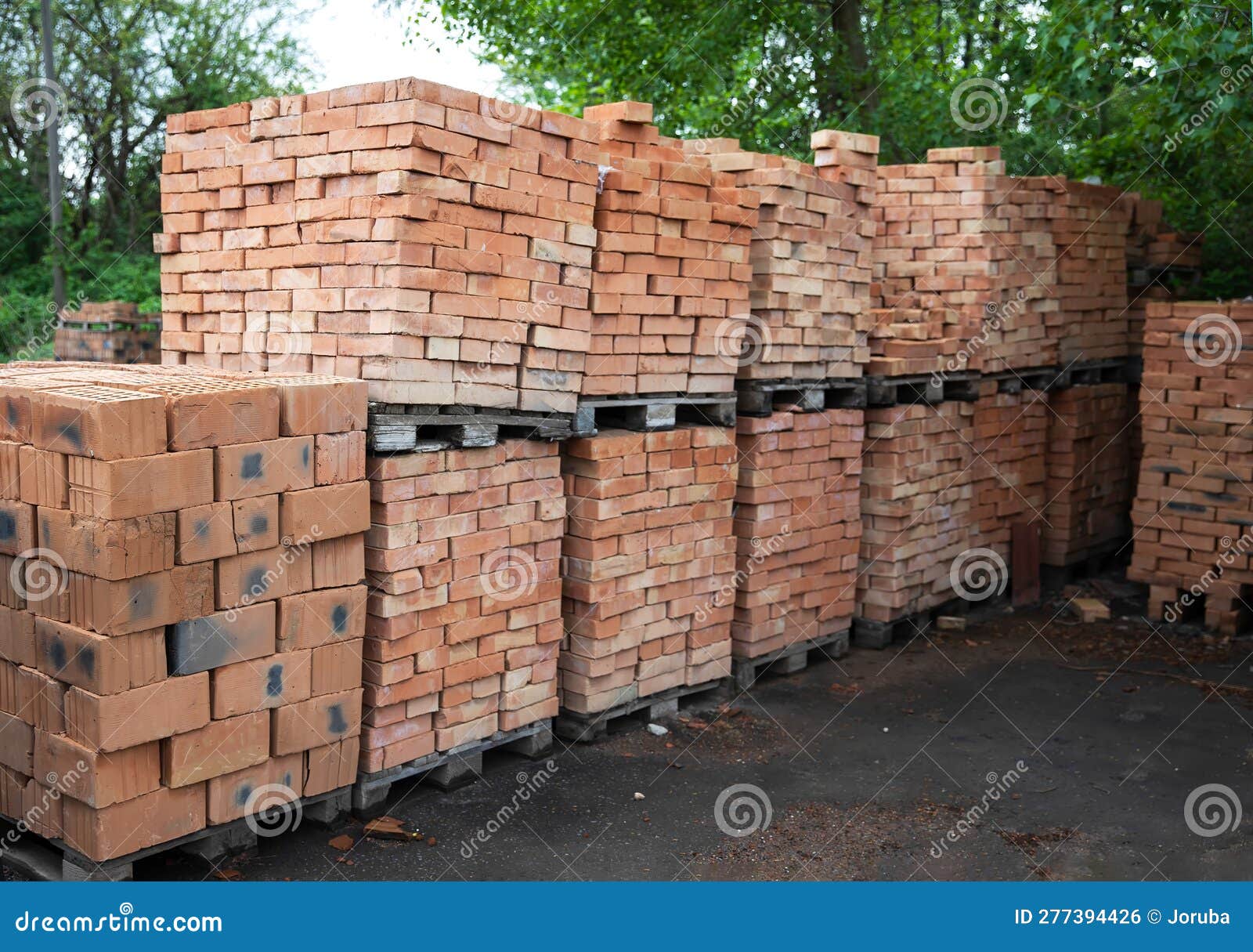 Red Brick on Pallets in Brick Factory Stock Photo Image of object