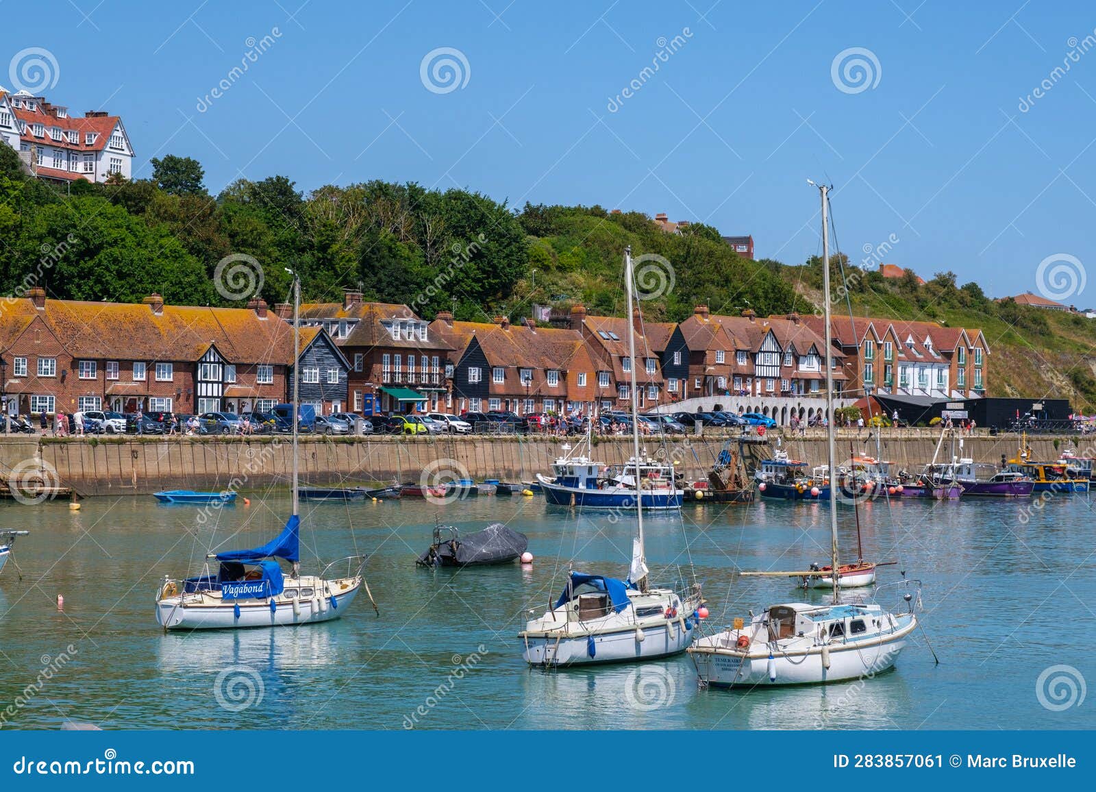 Red Brick Rowhouses on the Harborfront of Folkestone Editorial Photo