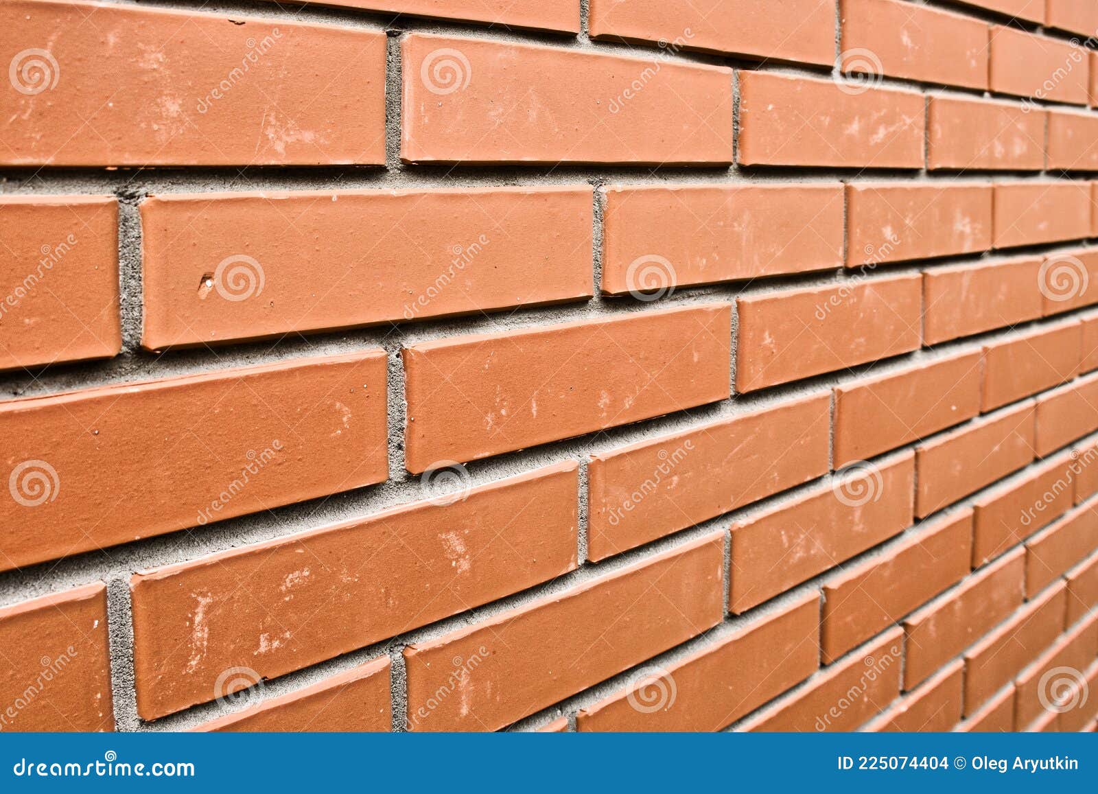 Red Brick Wall in Perspective. Masonry Brickwork Background Stock Photo