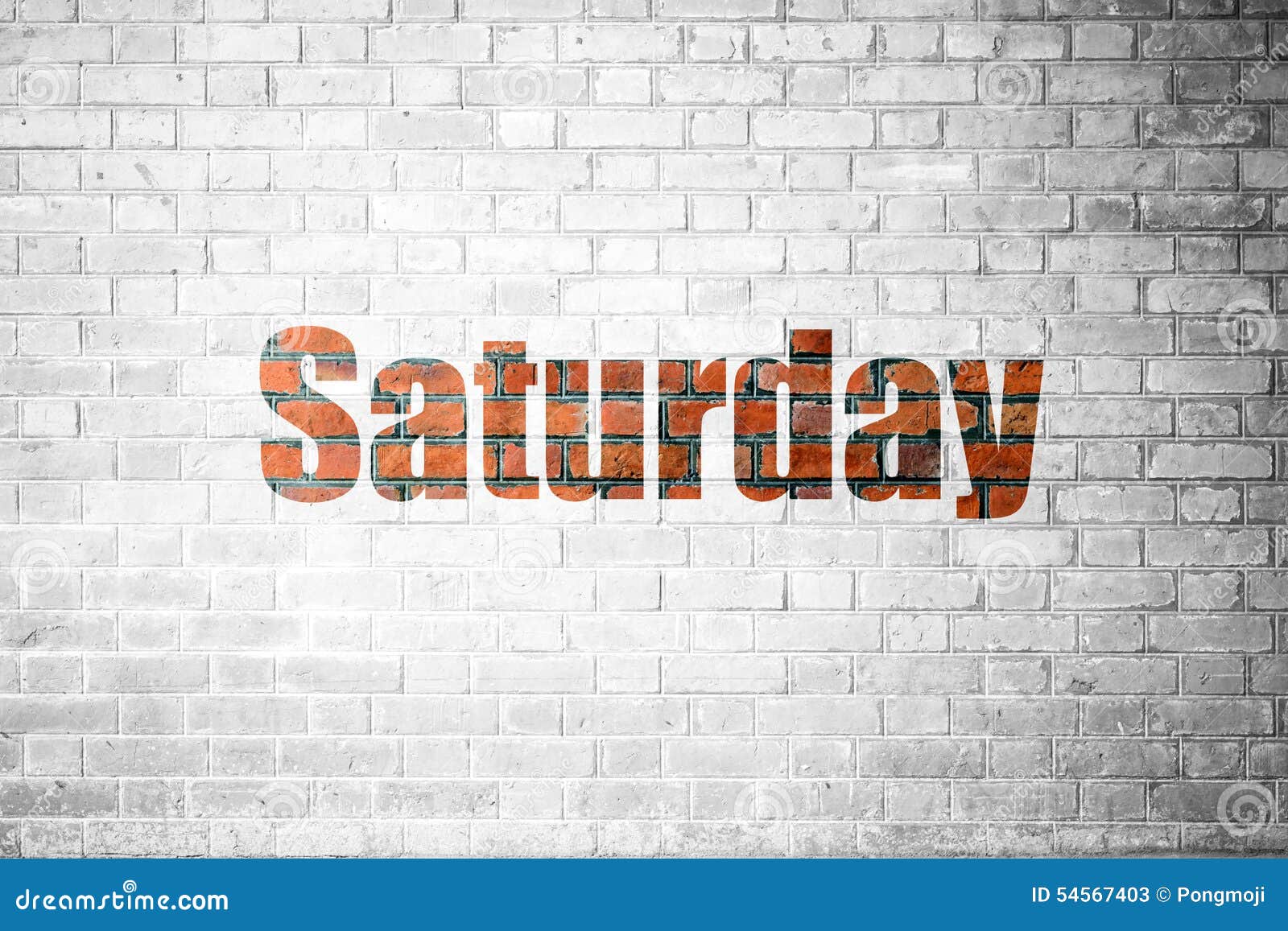 Red Brick Wall Texture with a Word Saturday Stock Illustration
