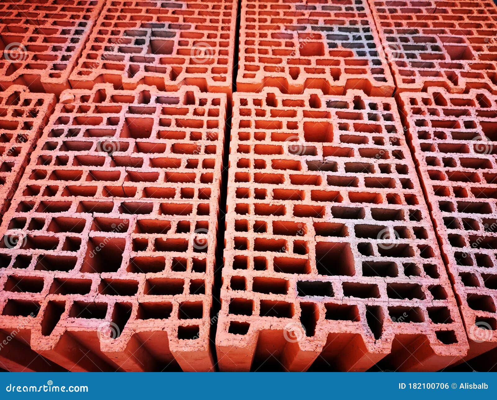 Red Bricks with Holes Background and Texture Stock Photo Image of