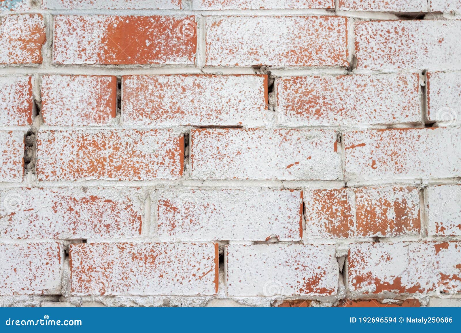 Red Bricks Painted Wall with White Spots Macro Stock Photo Image of