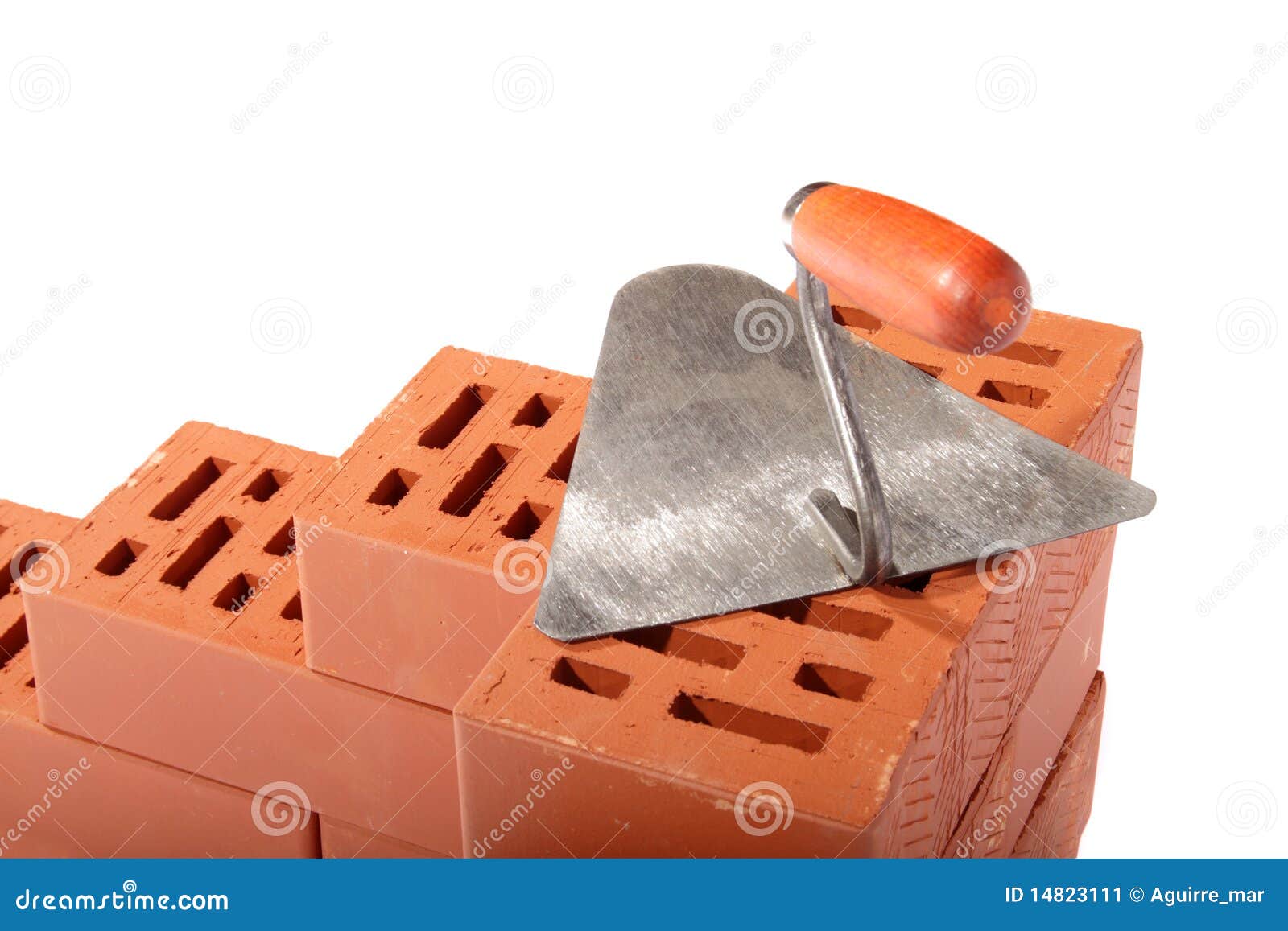 Red bricks and trowel stock image. Image of brick, blocks 14823111