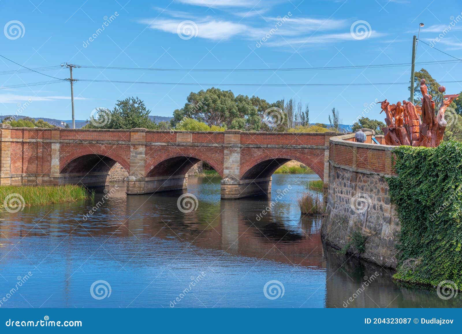 Red Bridge in Campbell Town in Tasmania, Australia Editorial