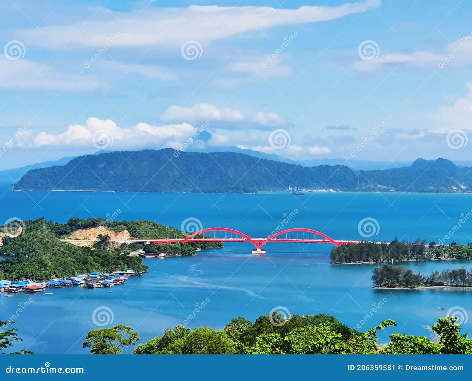 The Red Bridge in a Dazzling Day Stock Image Image of watch, dazzling