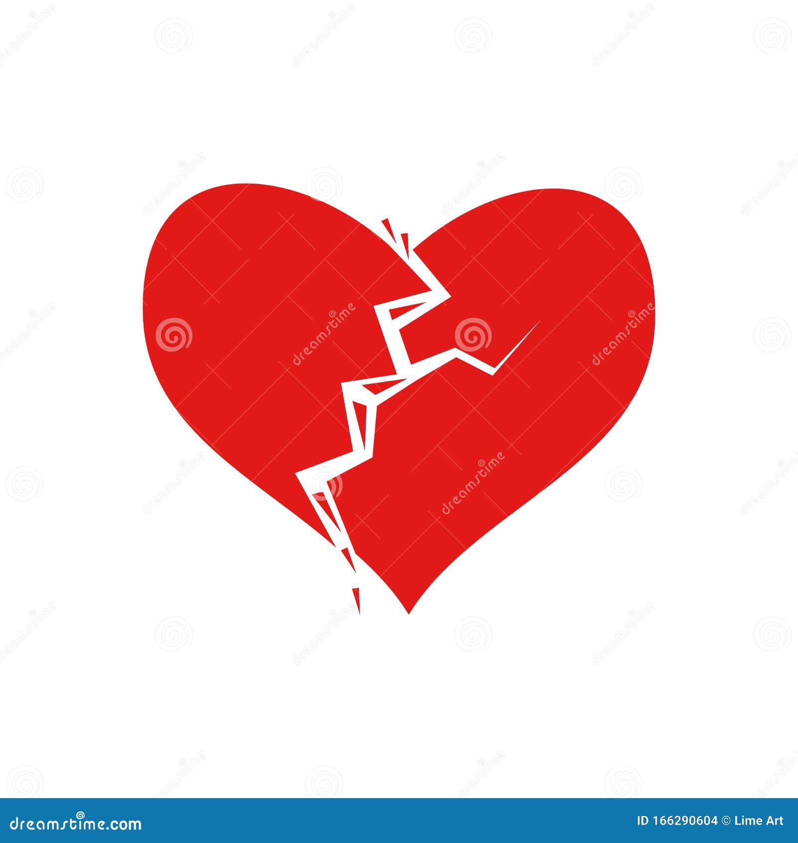 Red Broken Heart with Splinters and Cracks Stock Vector - Illustration ...
