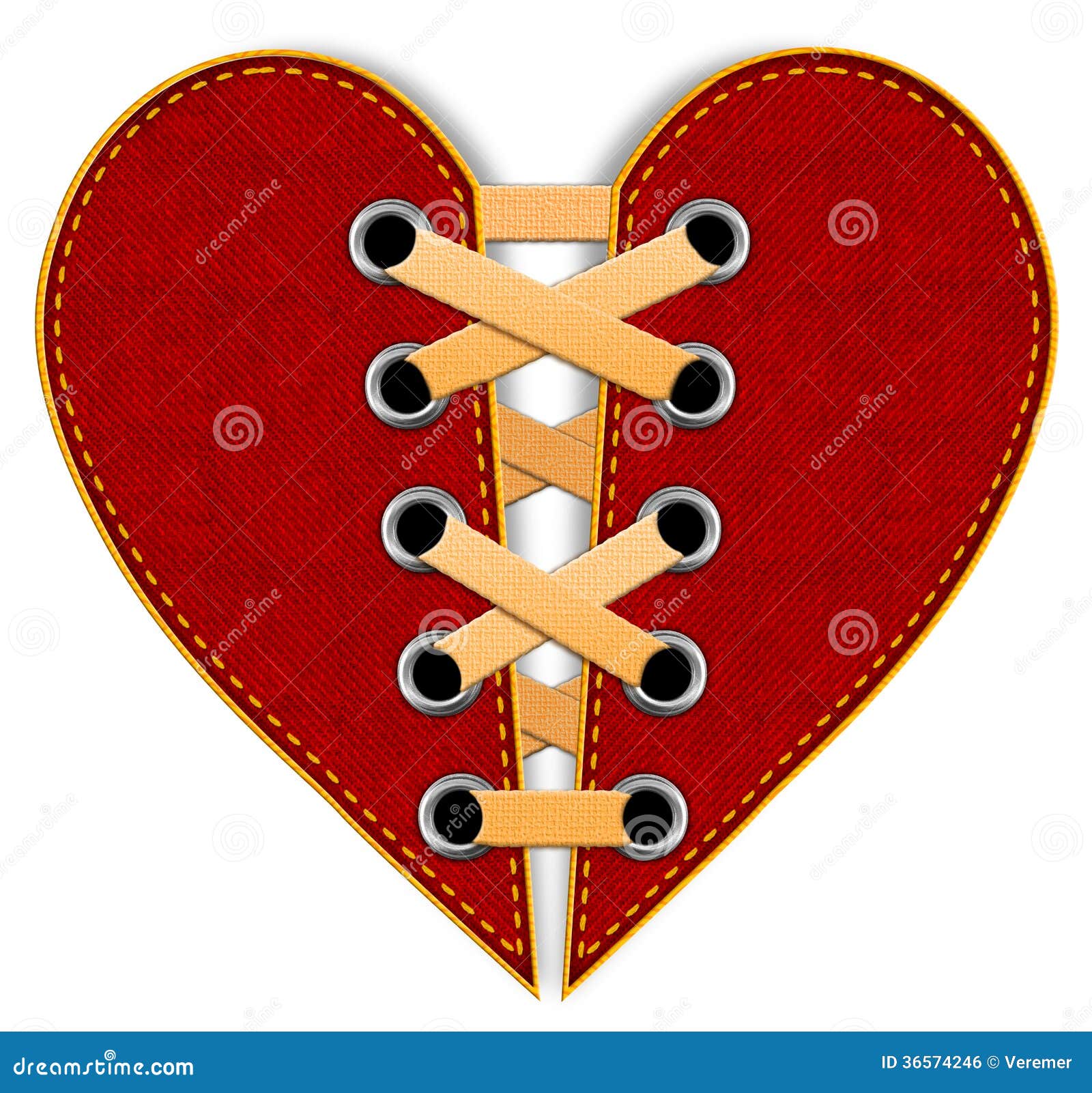 Red Broken Jeans Heart with Shoelaces Stock Photo Image of depression