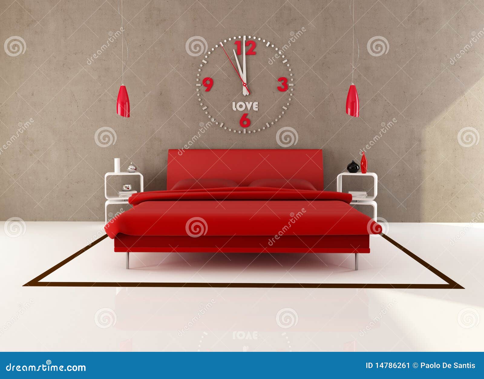 Red and brown bedroom stock illustration. Illustration of contemporary