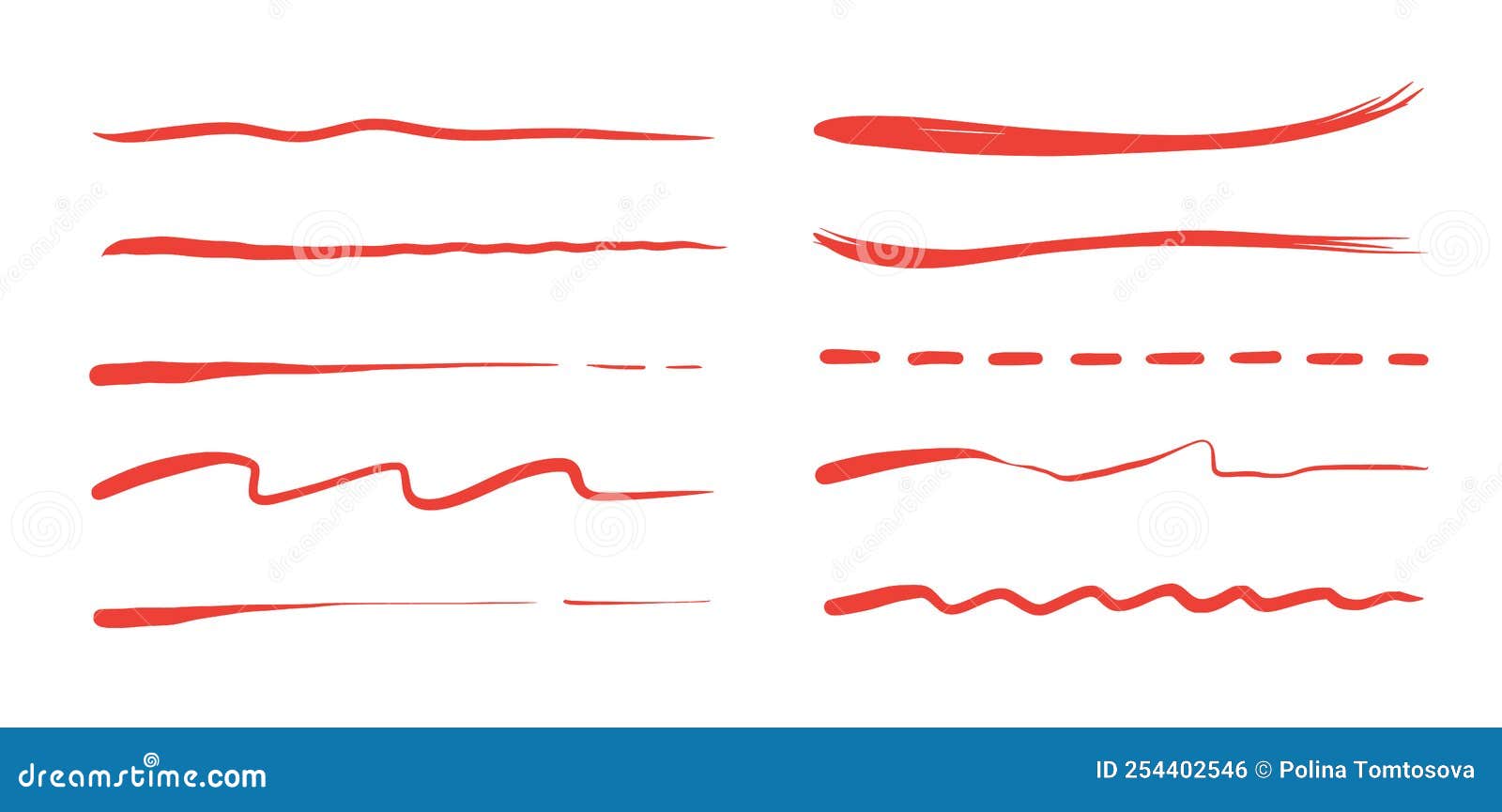 Red Brush Stroke Underline. Marker Pen Highlight Stroke Stock Vector