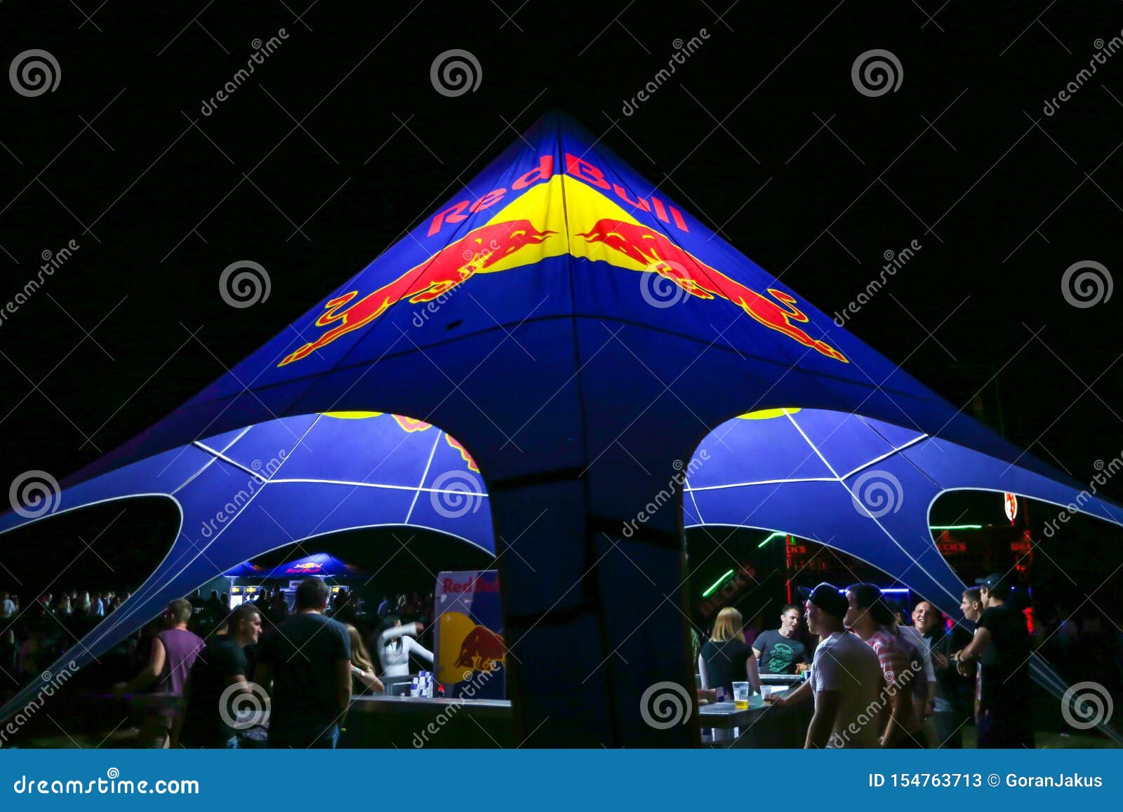 Brezje, Croatia - 19th July, 2019 : Red Bull fridge as a loudspeaker with Red  Bull energy drink on the Forestland, ultimate forest electronic music fe  Stock Photo - Alamy