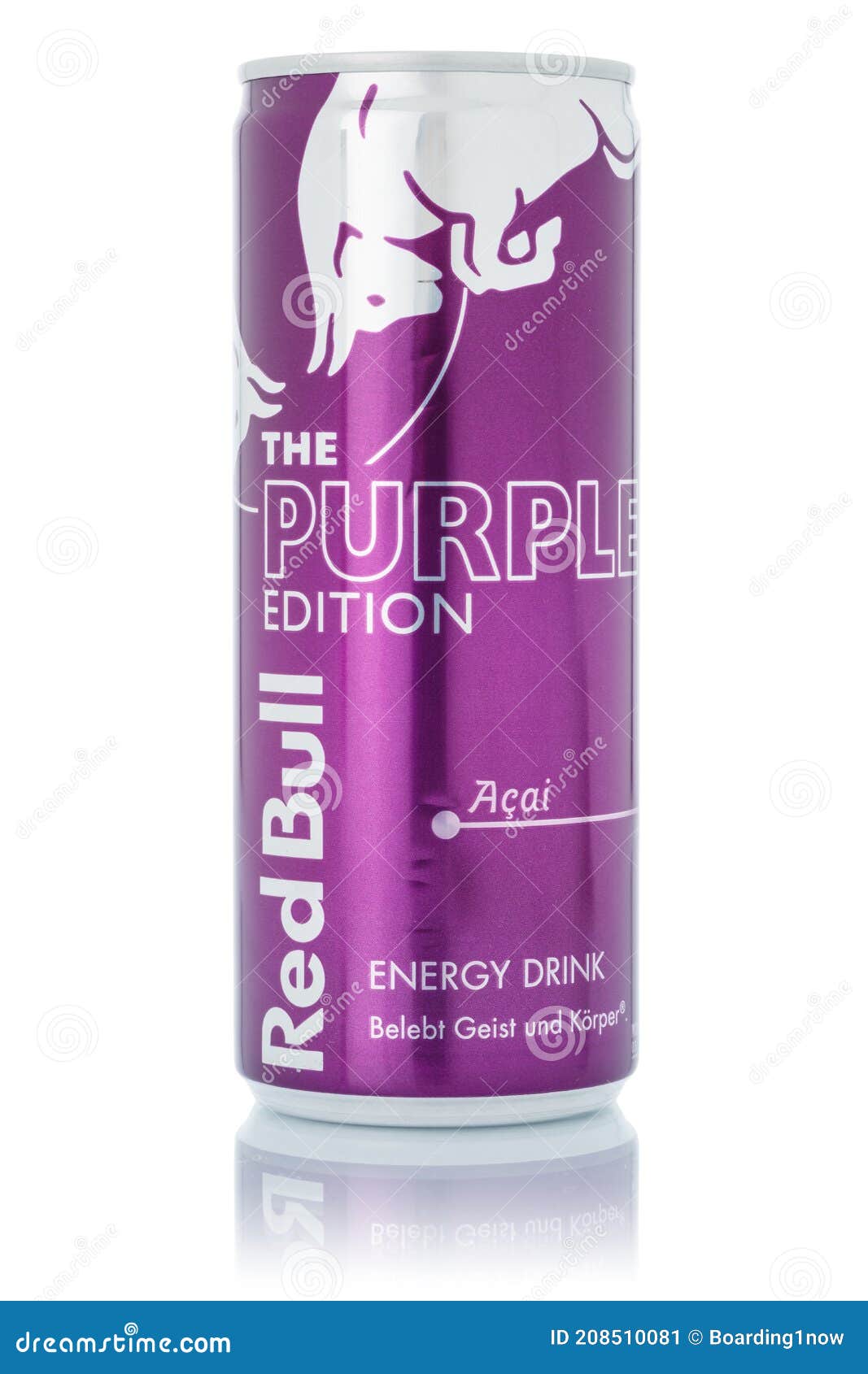 Red Bull Energy Drink the Purple Edition Acai Lemonade Soft Drink in Can Isolated on a White