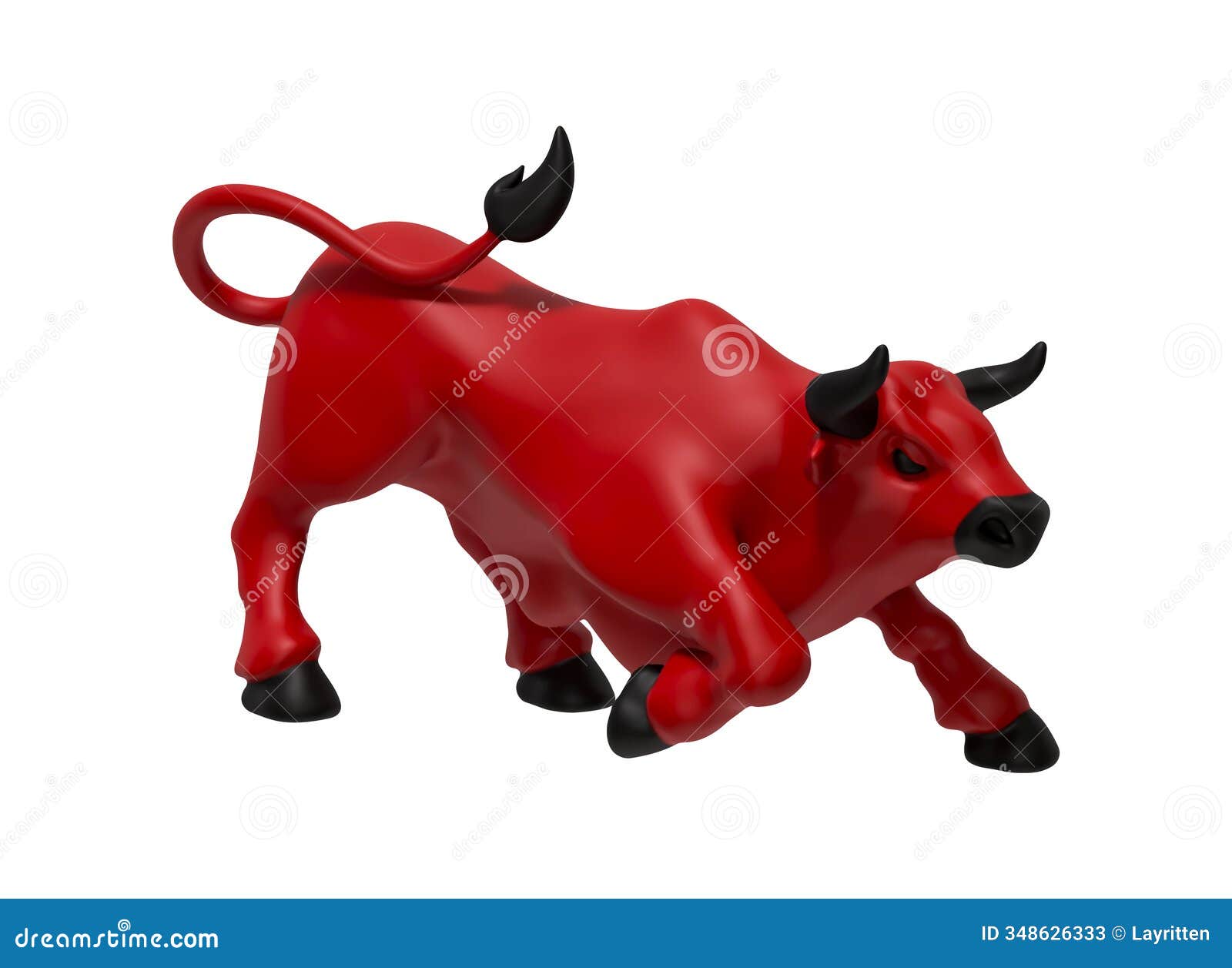red bull realistic 3d cartoon style. bull  on white background.  