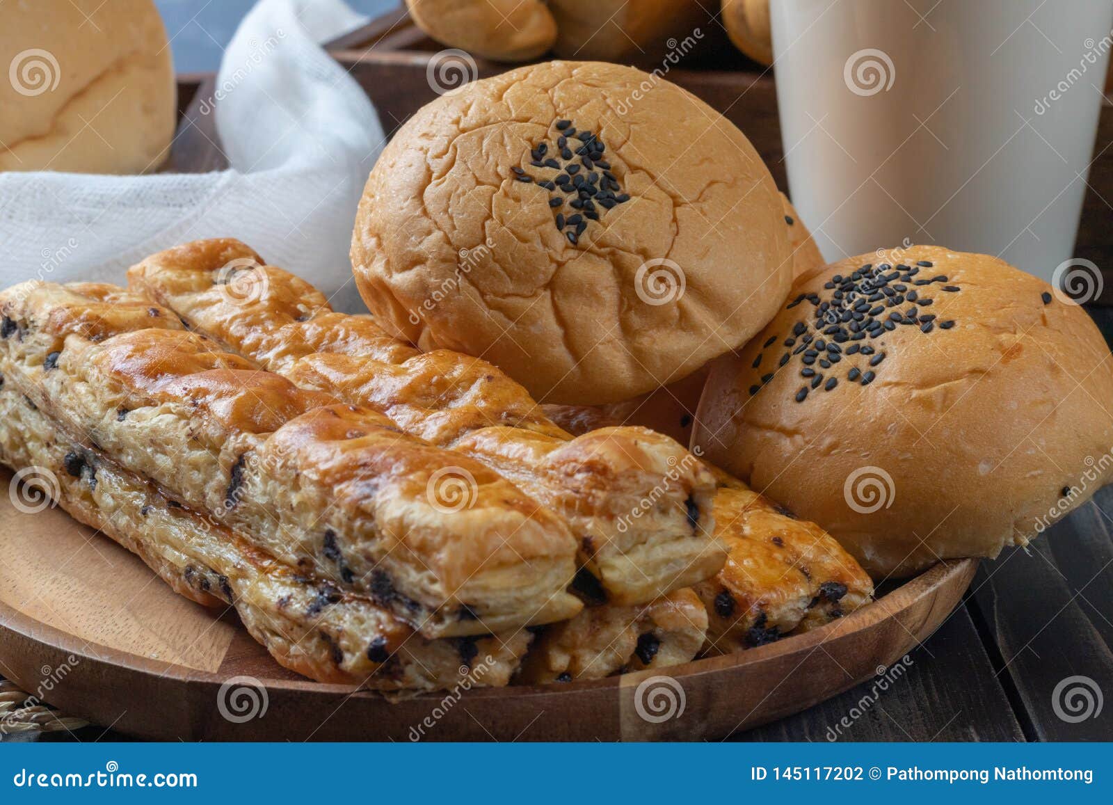 Bun Beans and Chocolate Chip Stick Stock Photo Image of breakfast