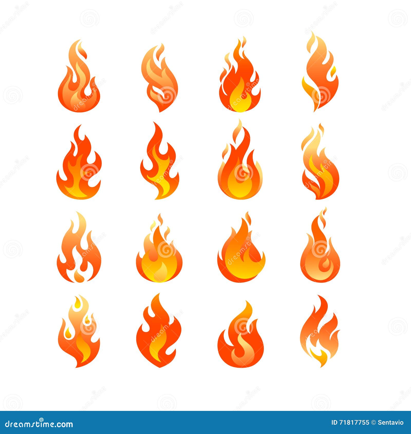 Red Burning Fire Flame Logo Set Design Vector Template Stock Vector