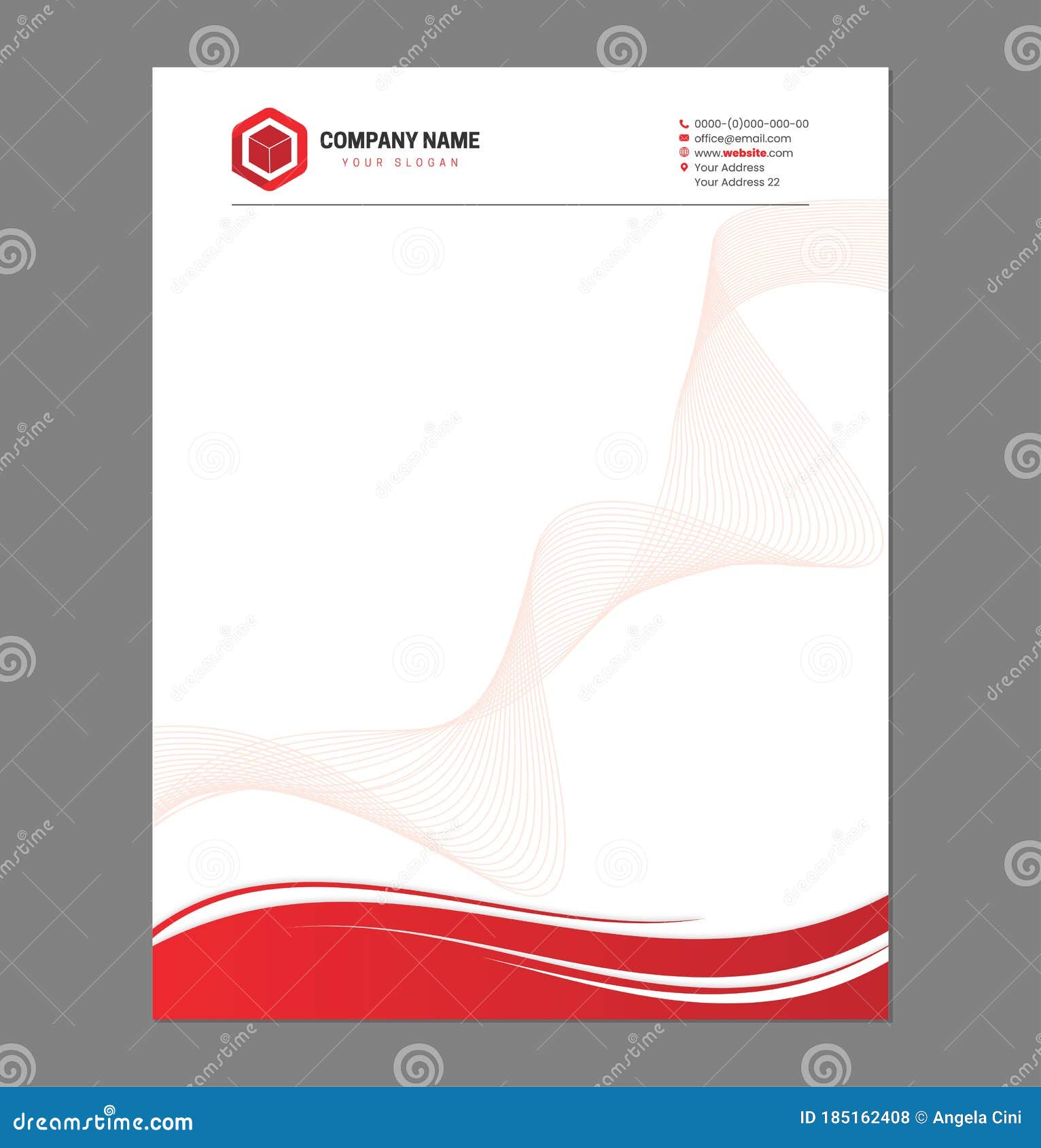 Red Business Letterhead Template for Print with Logo Stock Vector For Letterhead With Logo Template