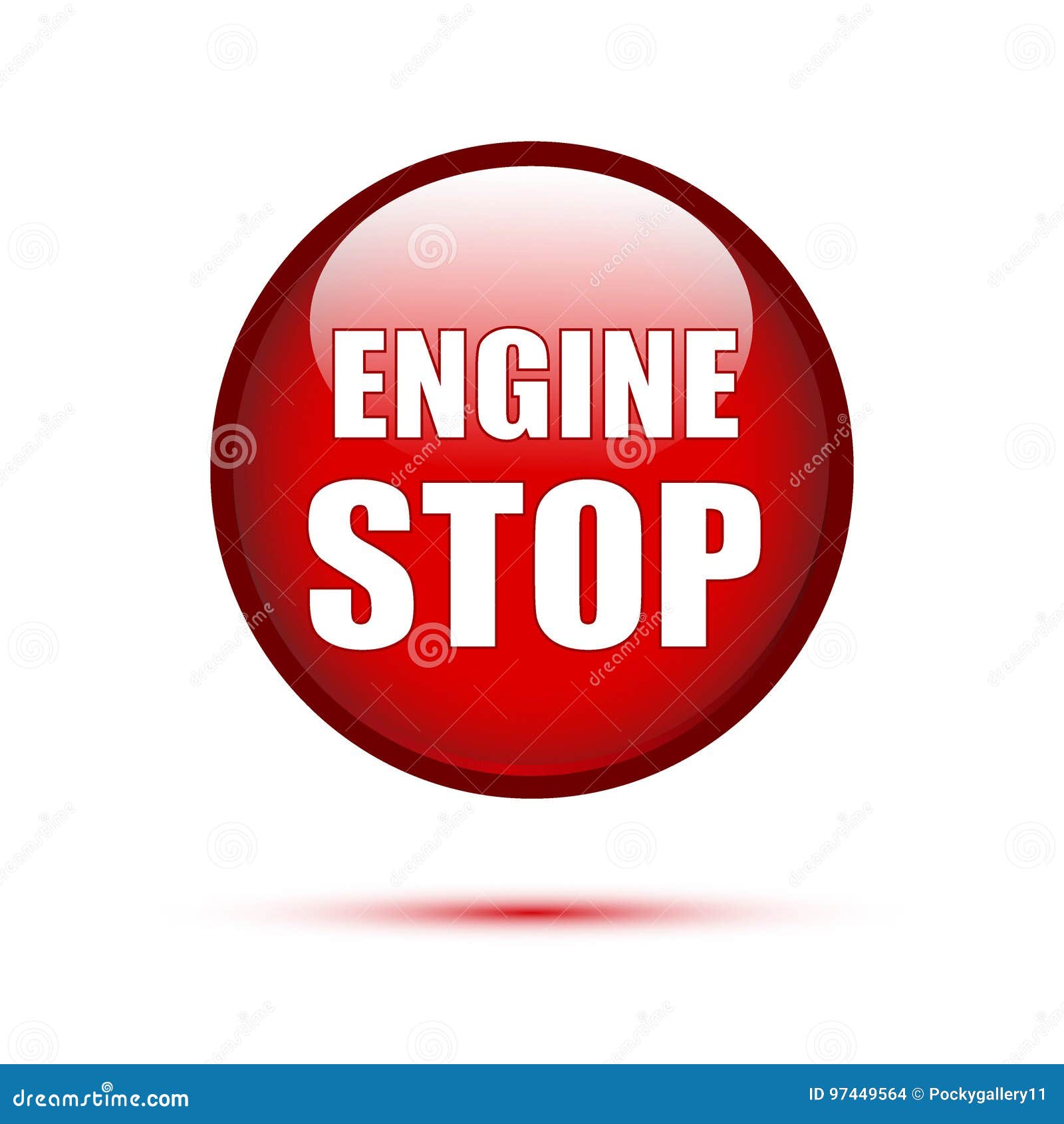 Red Button Engine Stop on White Stock Illustration Illustration of