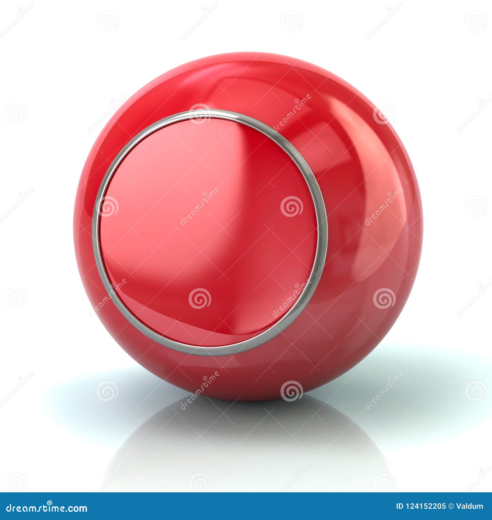 red button with metal borde 3d 