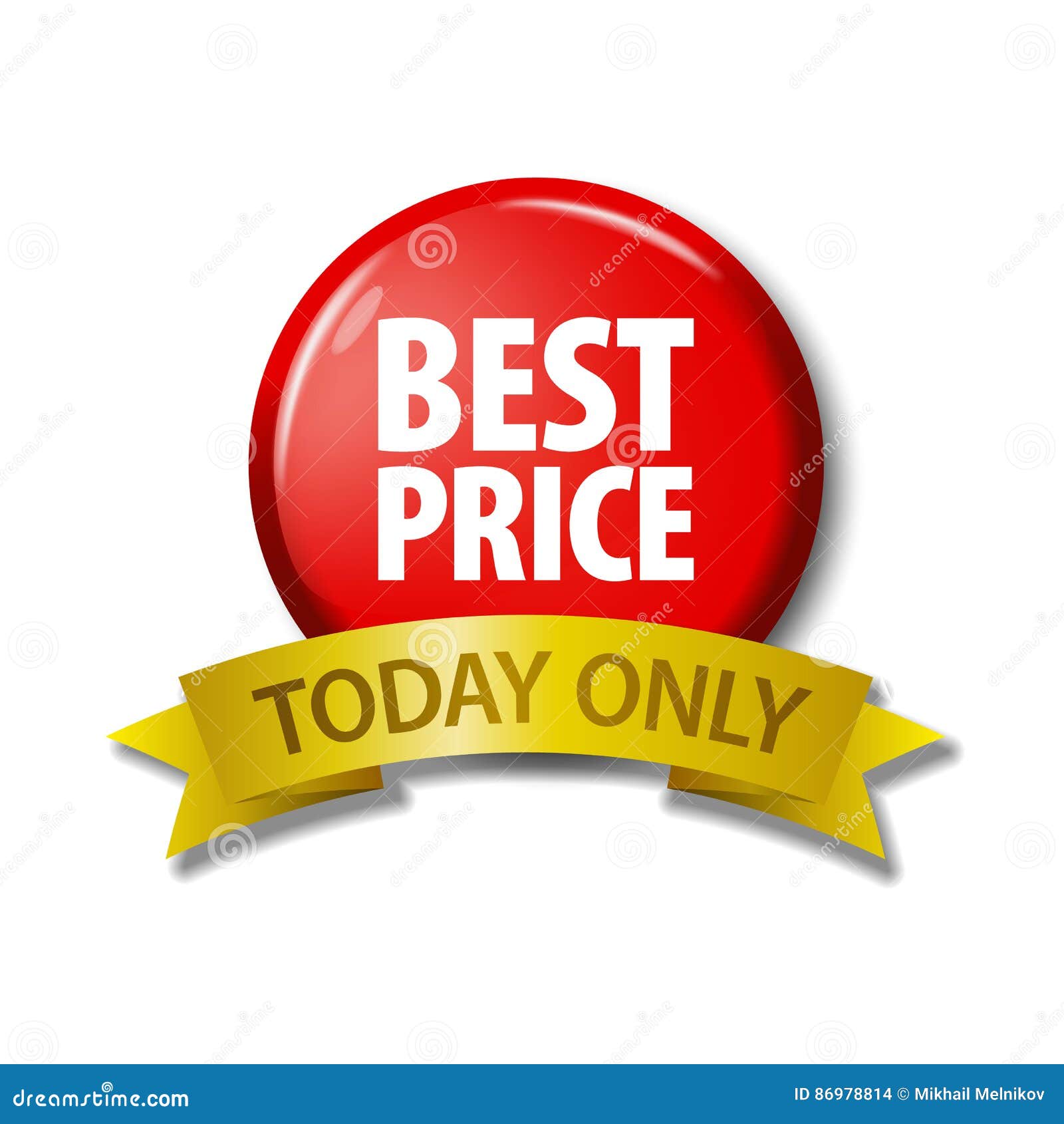 Red Button and Ribbon with Words `Best Price Today only Stock Vector ...