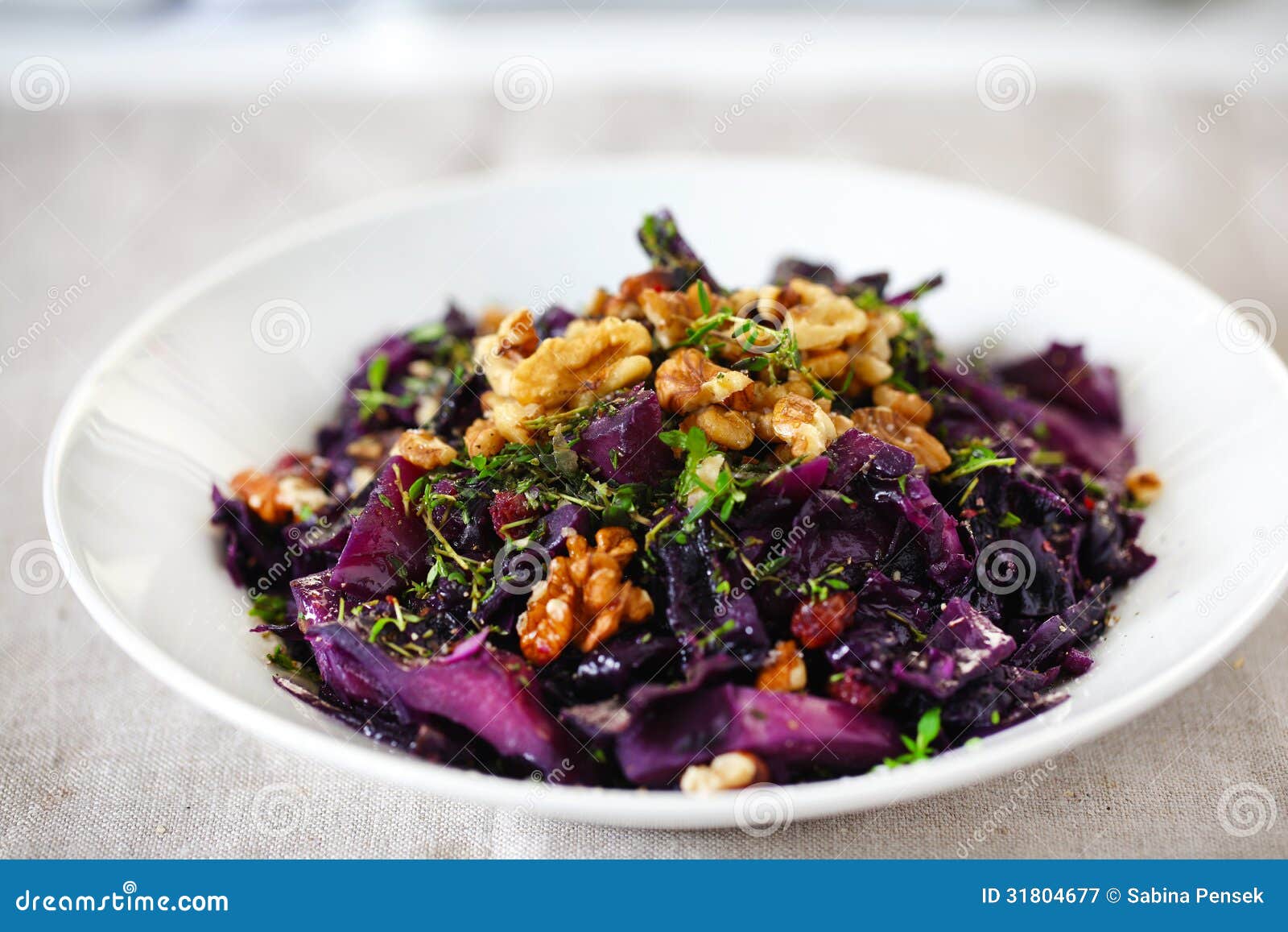 Red Cabbage Cooked with Raisins, Walnuts and Thyme Stock Image Image