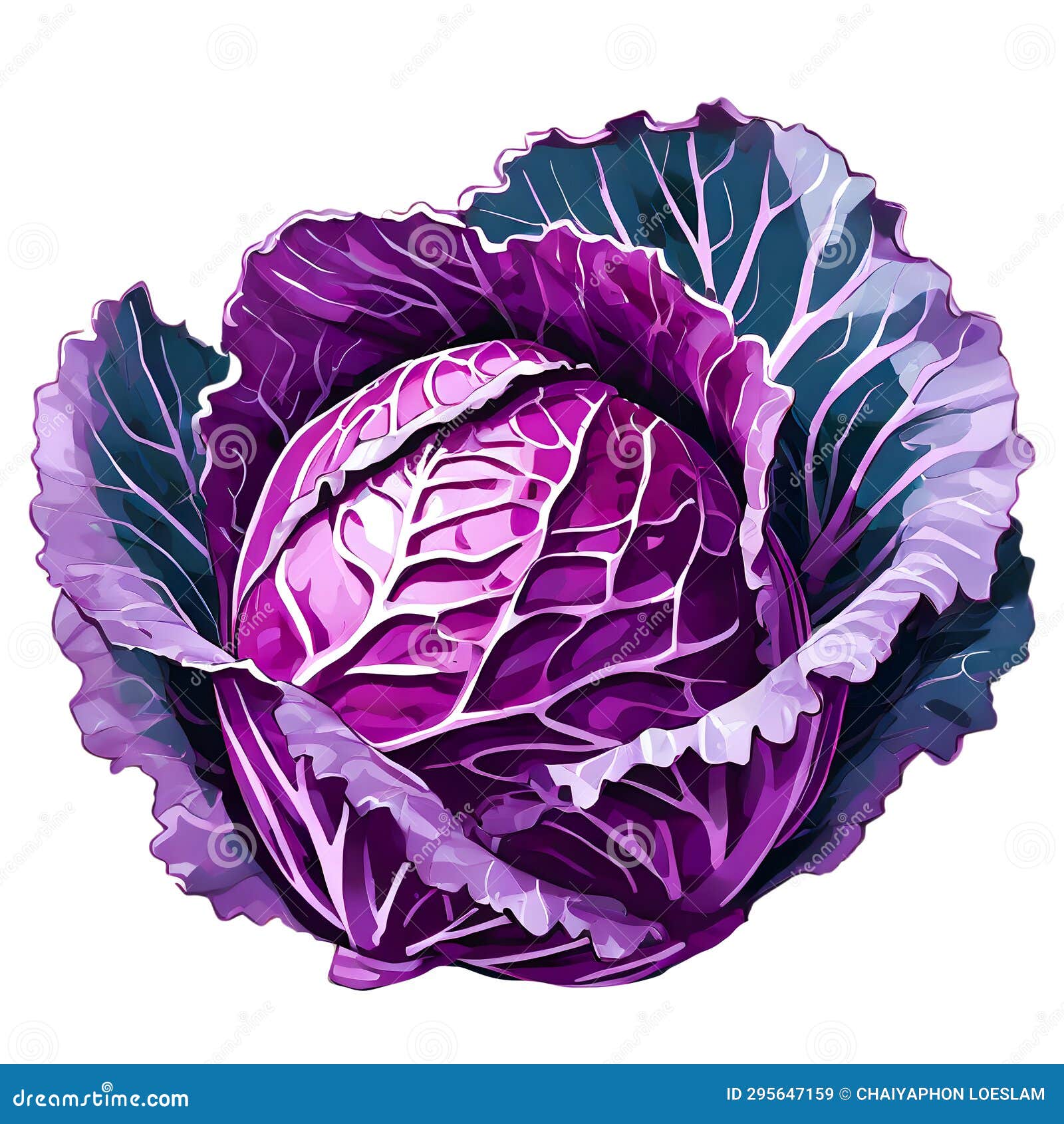 Red Cabbage Vegetable Isolated On White Background Stock Illustration Illustration Of Edible