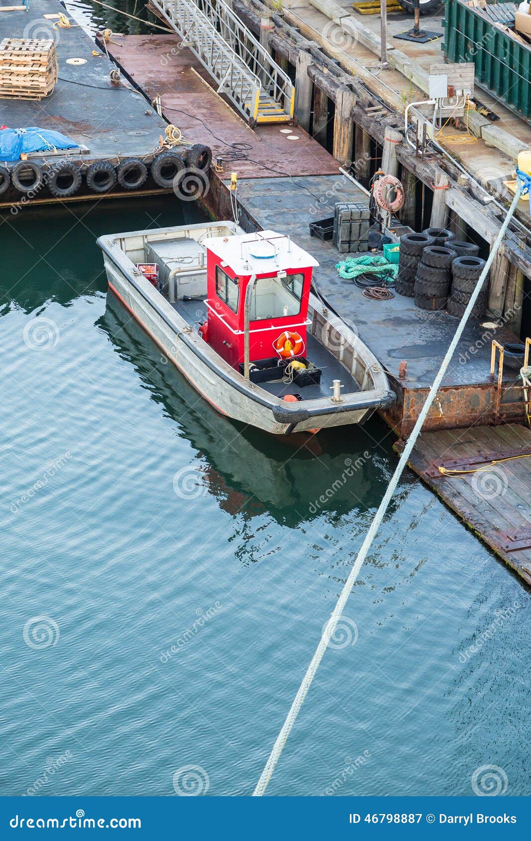 Red Cabin on Small Fishing Boat Stock Image - Image of vessel