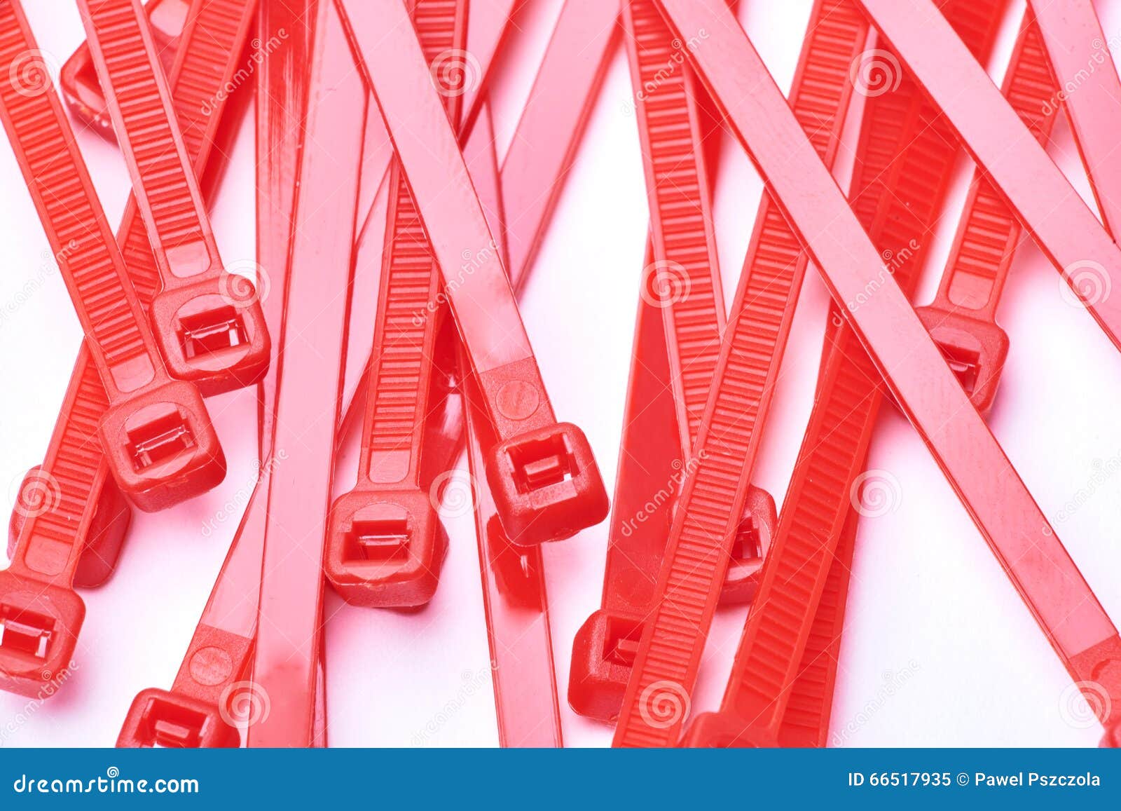 Red Cable Ties. Commercial Photo on White Background. Stock Image