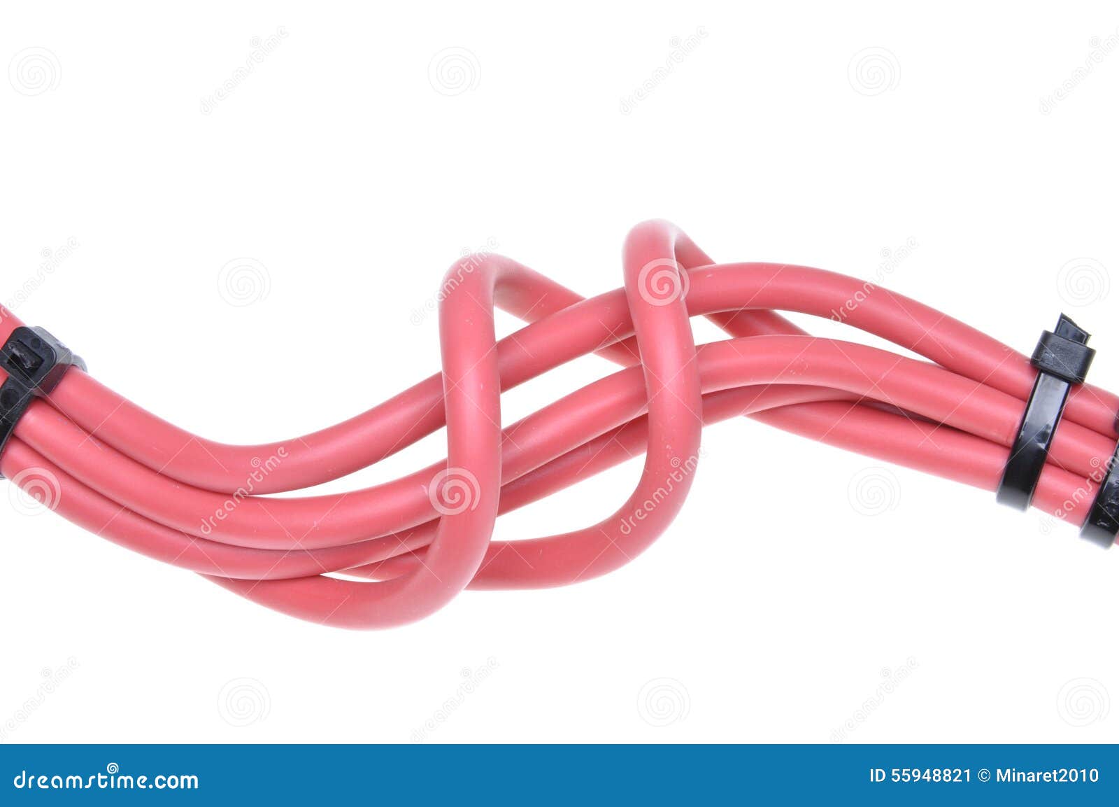 Red Cables Used in Electrical Wiring Systems with Black Cable Ties