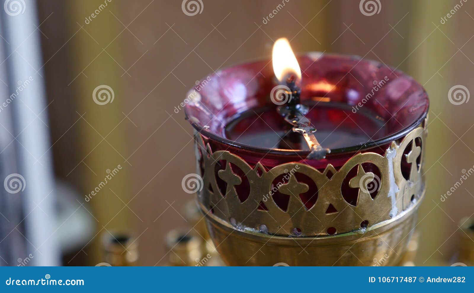 Red candle in the church stock image. Image of flicker 106717487