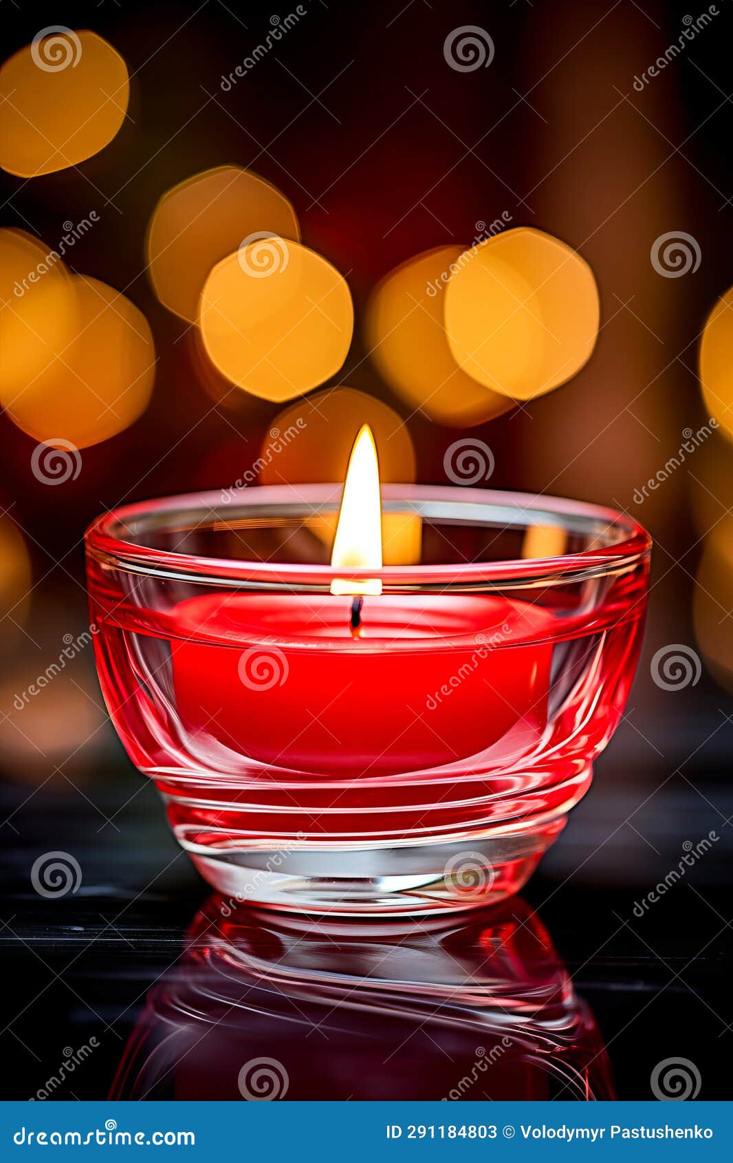 Red Candle is in Glass Bowl on Table. Generative AI Stock Image Image