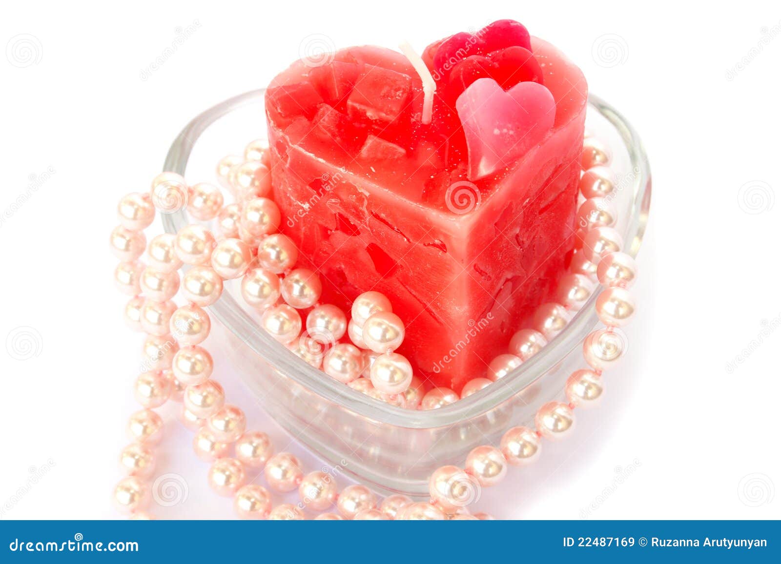Red candle and necklace stock image. Image of background 22487169