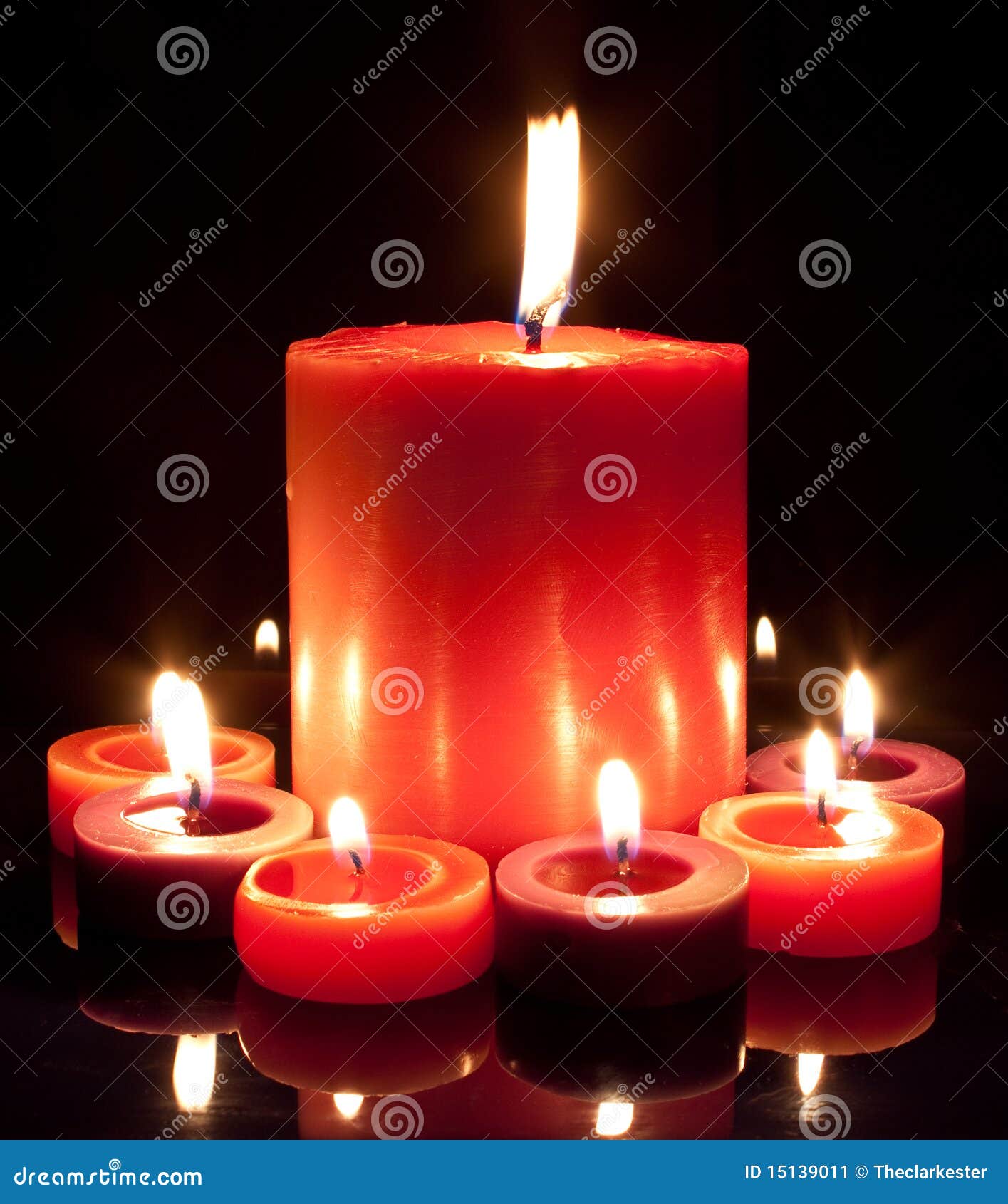 Red Candles Large and Small Stock Image Image of heat, love 15139011