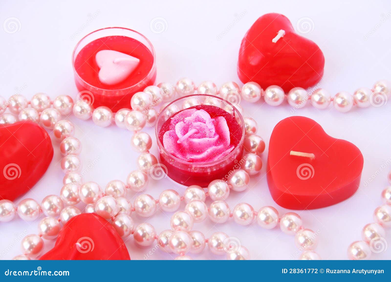 Red candles and necklace stock photo. Image of christmas 28361772