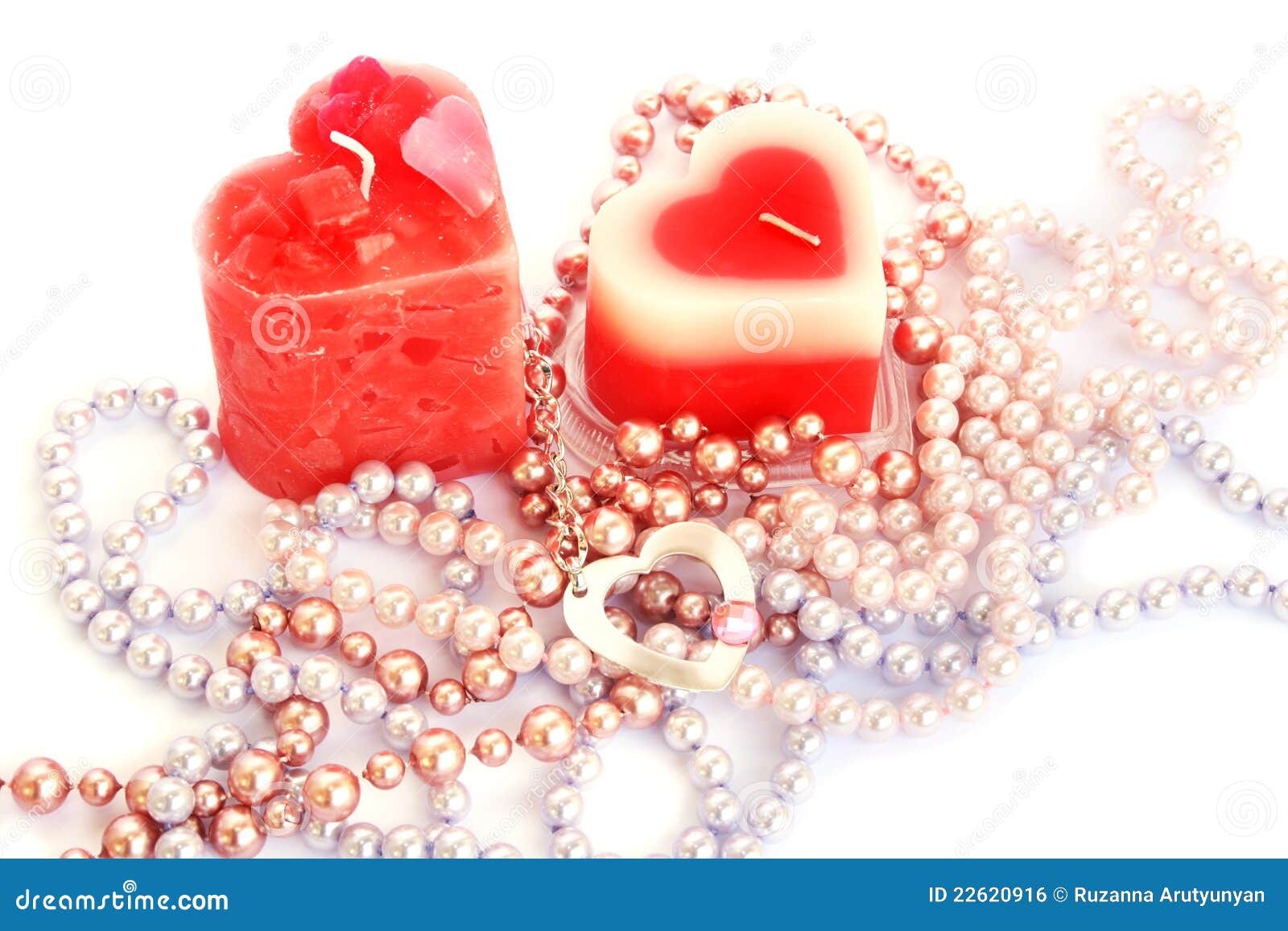 Red candles and necklaces stock photo. Image of jewellery 22620916