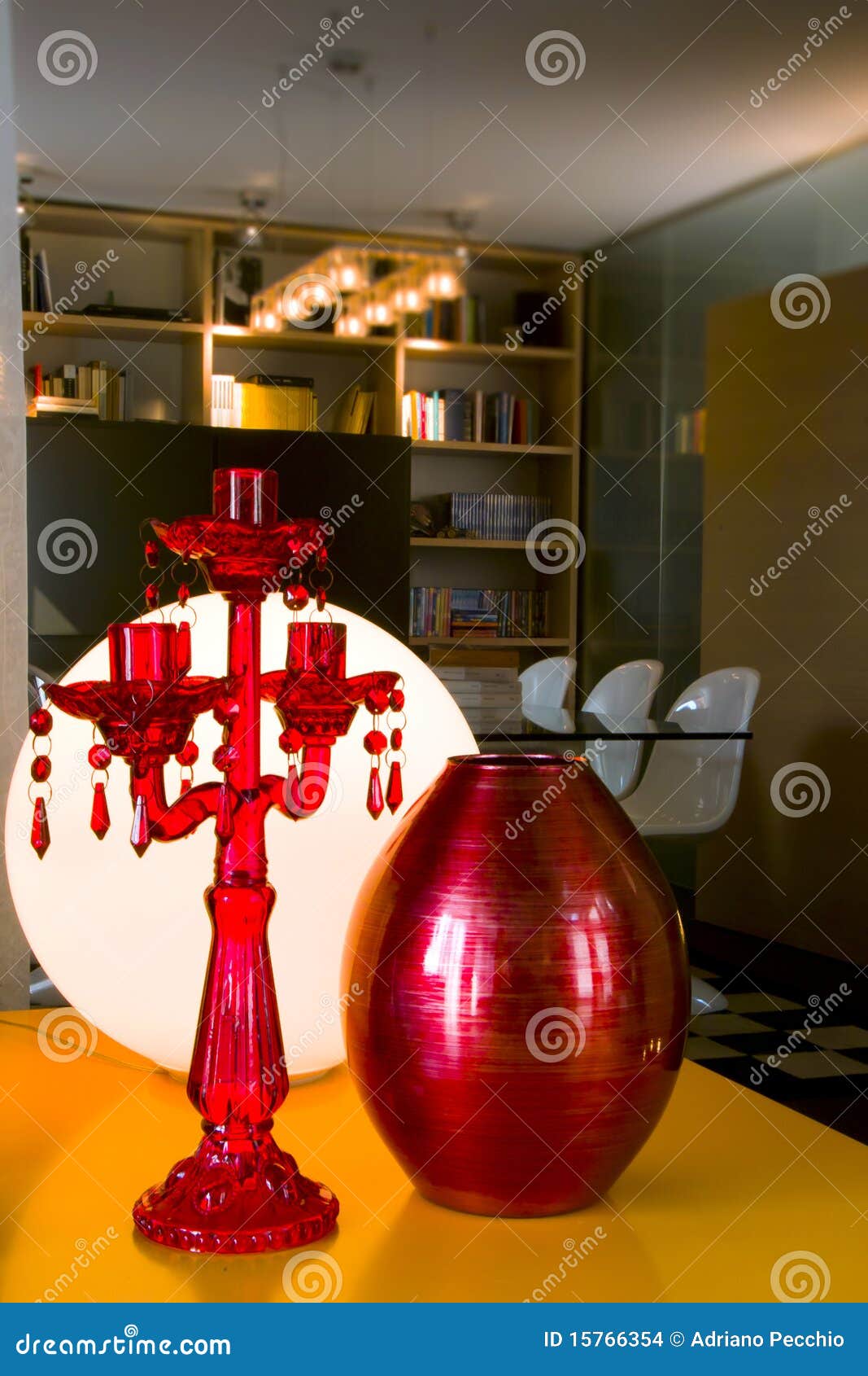 Red Candlesticks and Red Vase Stock Photo Image of indoor, vase 15766354