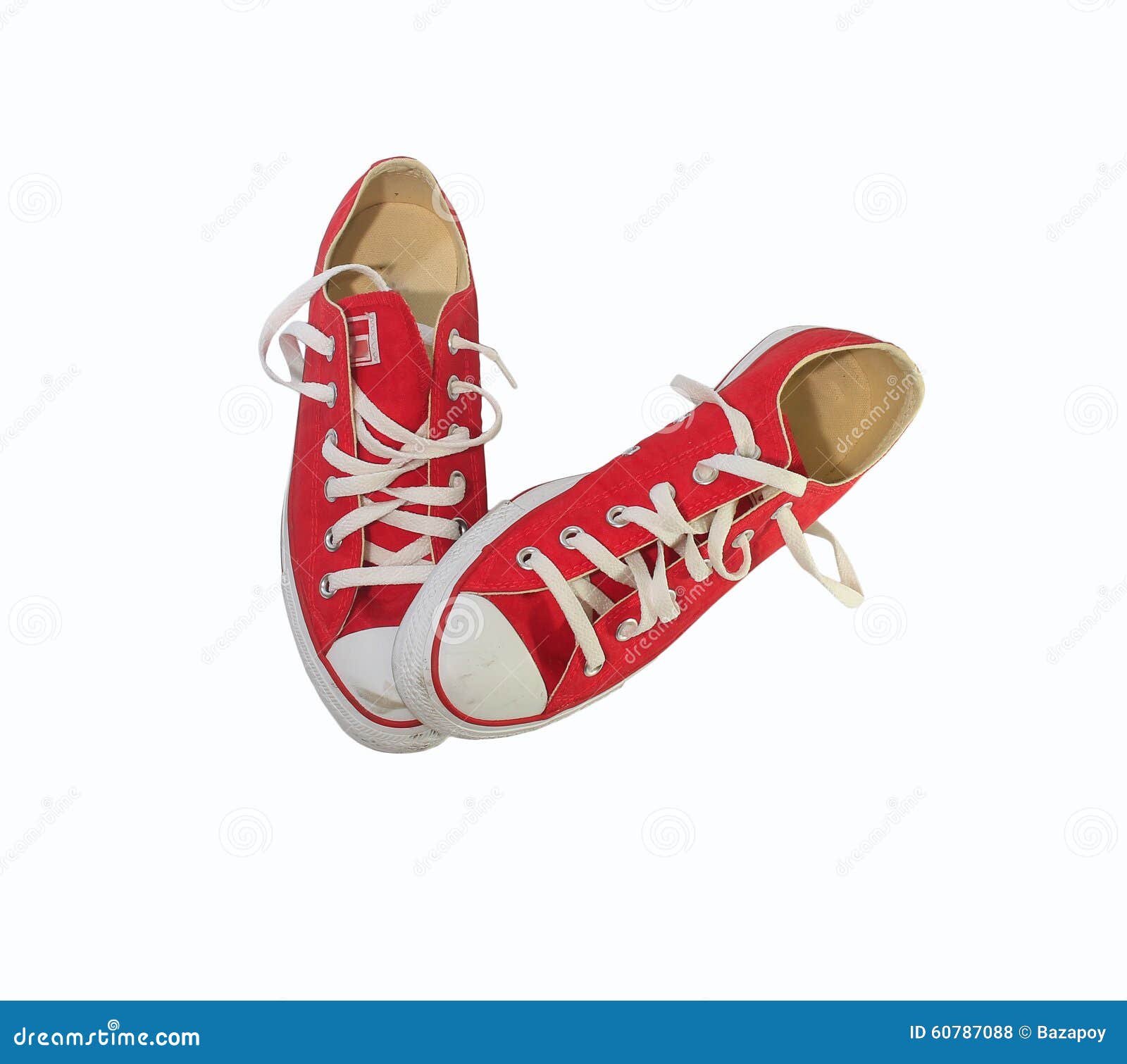 Red Canvas Shoes With White Background Stock Photo - Image of dirt ...