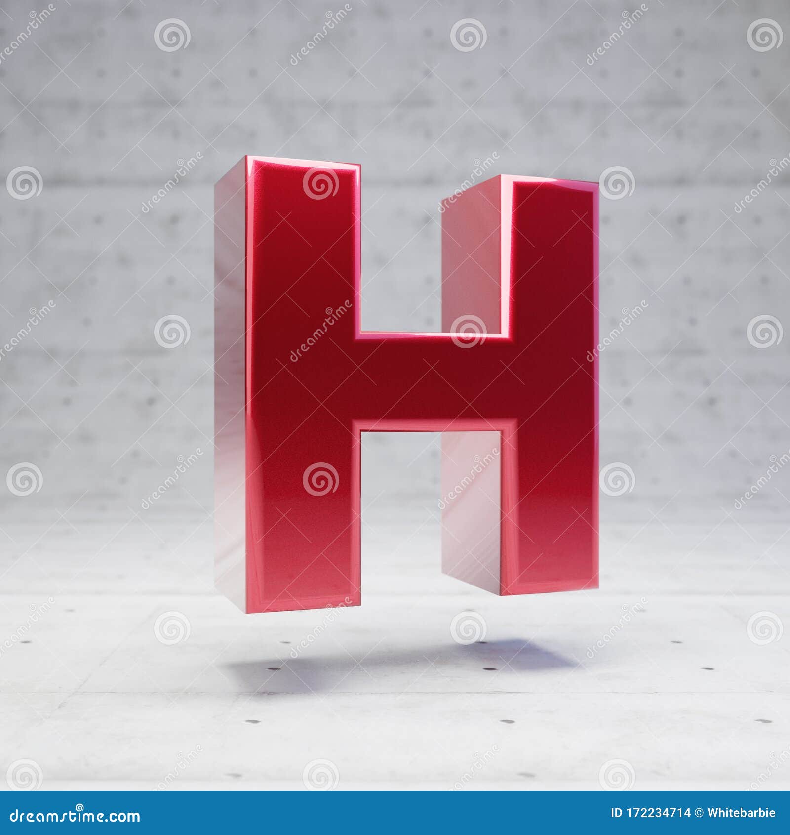 Red Capital Letter H. Metallic Red Color Character Isolated on Concrete ...