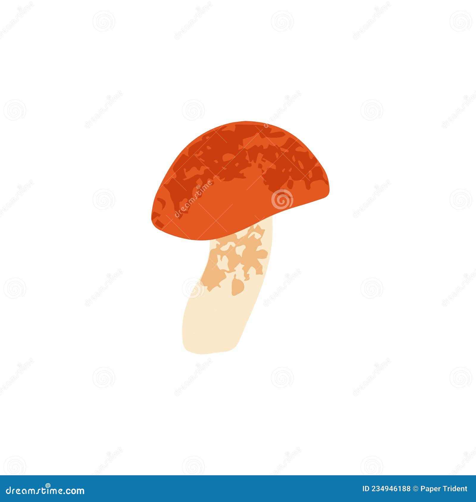 red-capped scaber stalk mushroom. modern botanical drawing of edible fall fungus. autumn forest fungi. colored flat