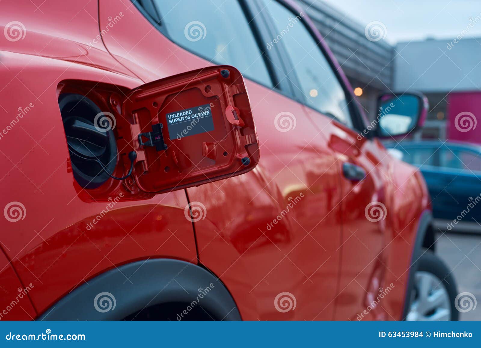 Red Car with the Gas Tank Opening Stock Photo Image of tank, parking 63453984